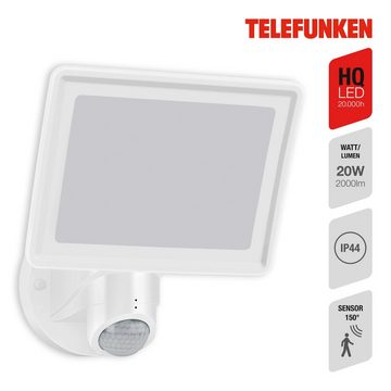 Telefunken LED Außen-Wandleuchte 304406TF, 333, LED fest verbaut, Neutralweiß, Außenleuchte IP44 Bewegungssensor 2000lm 4000K 20W