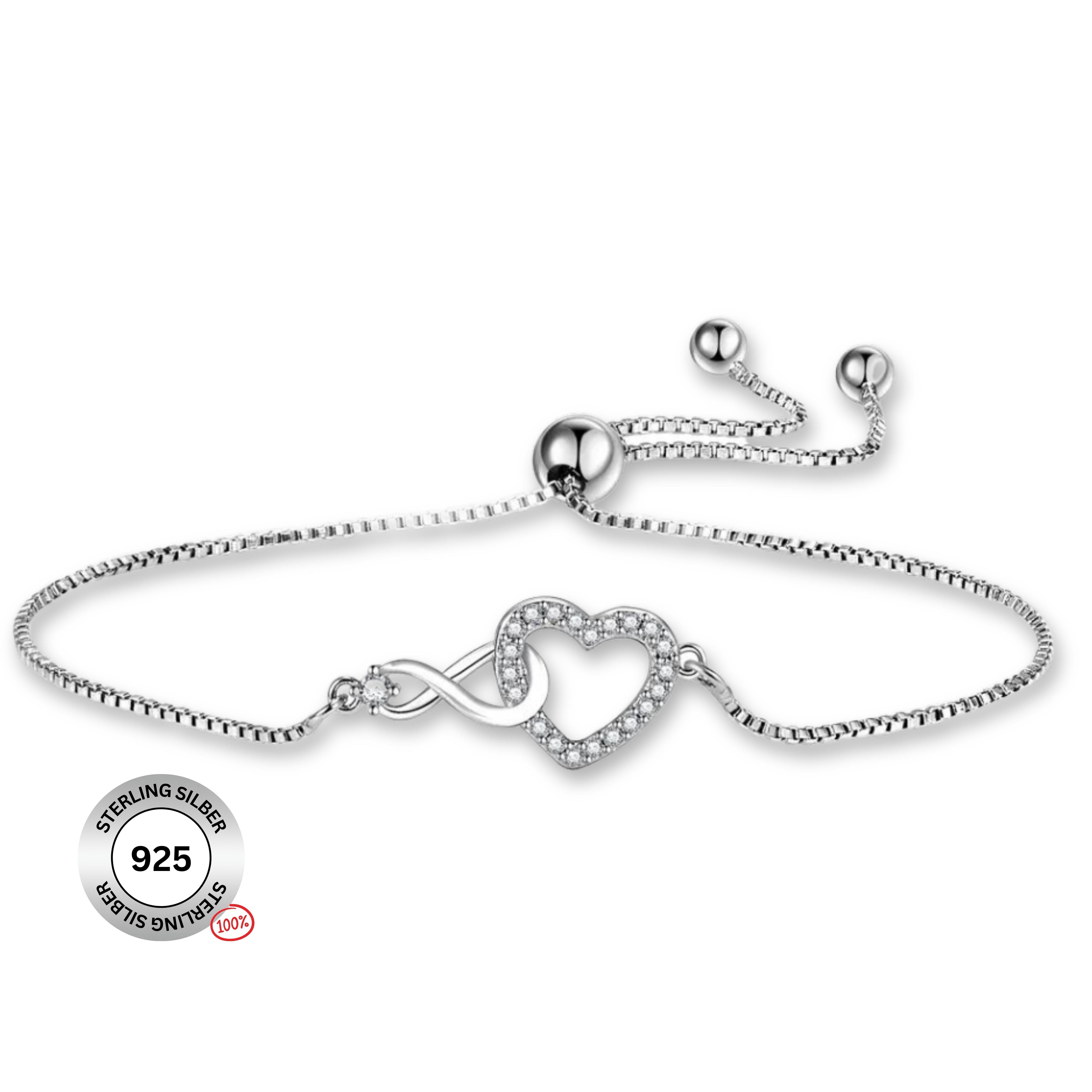Felino Silberarmband Armband Infinity Herz Damen Frauen Diamanten Unendlich Liebe Ewigkeit (1-tlg), 925 Sterling Silber