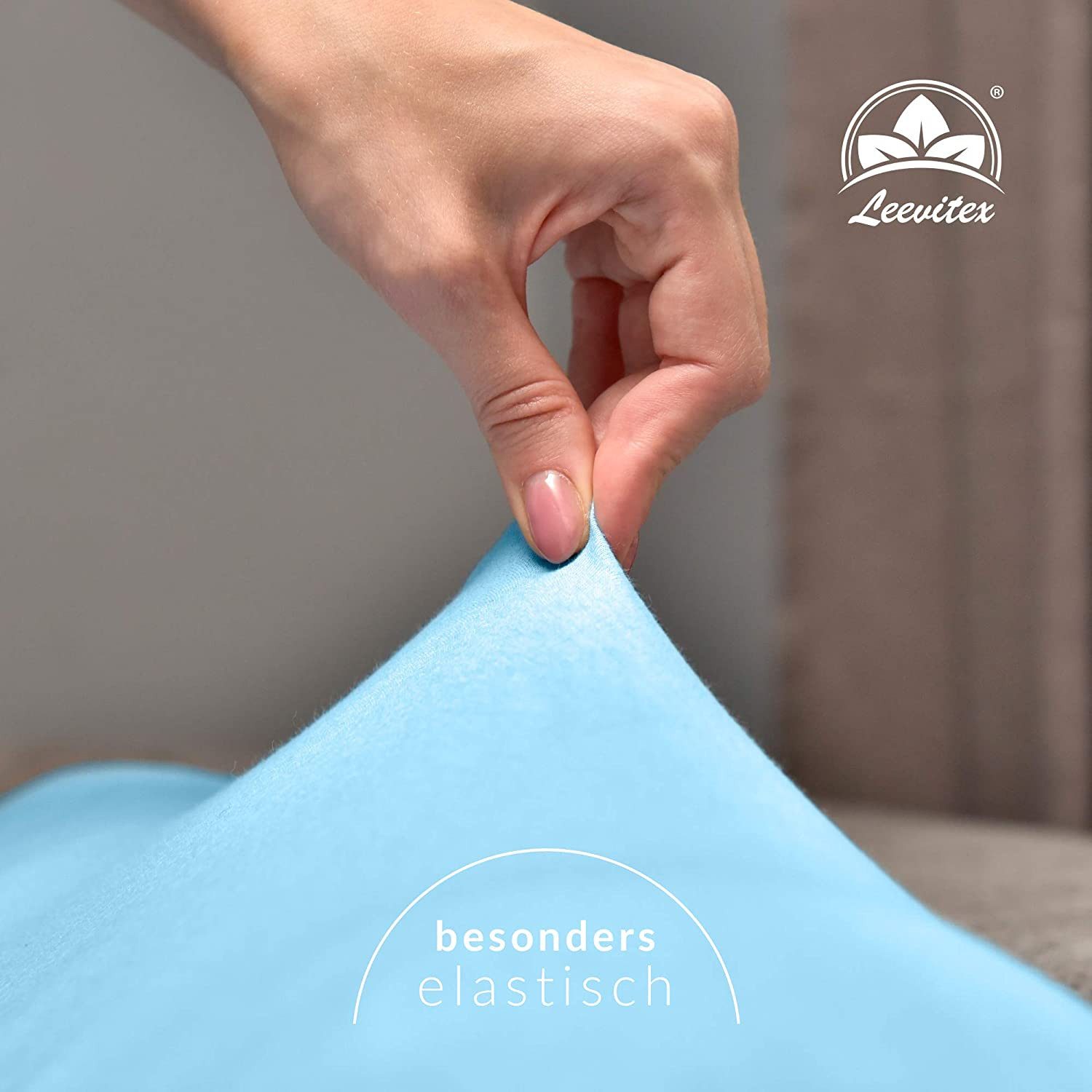 leevitex® Spannbettlaken 180x200 cm - 200x220 cm, Stoffgewicht 170 g/m², 40 cm Steghöhe, Jersey, Gummizug: rundum, (1 Stück), verschiedene Farben, OEKO-TEX® STA – Bild 3 von 5