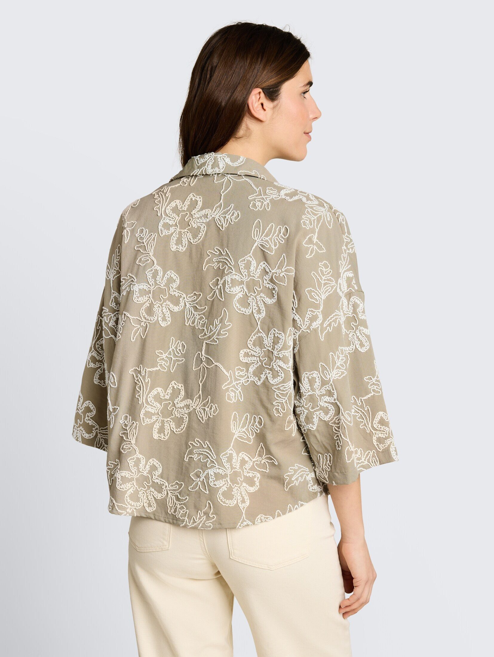 TOM TAILOR Langarmbluse Blusen & Shirts Oversize Bluse mit Blumen-Stickereien