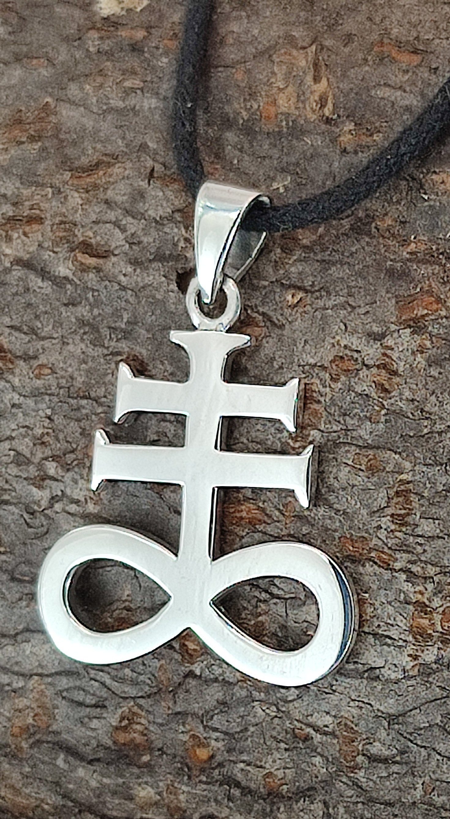 Sterling Satanskreuz Kettenanhänger of Silber Kiss Symbol Leather Kreuz 925 Leviathan Schwefel