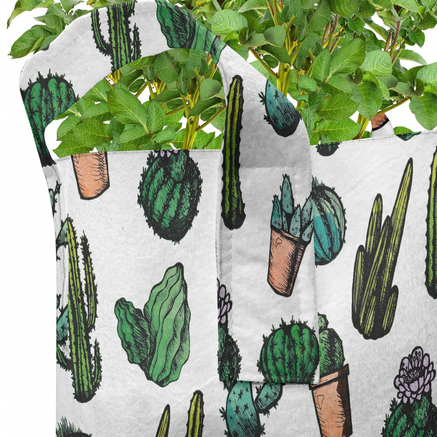 hochleistungsfähig Spiked Stofftöpfe Pflanzen, Abakuhaus Kunst Kaktus Töpfe für Pflanzkübel Cacti mit Griffen