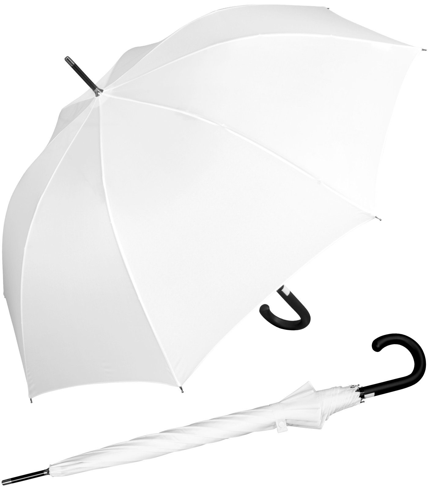 iX-brella Langregenschirm Fiberglas, XL 110 cm groß, stabil, mit Automatik, mit überschlagfähigem Dach - windproof - weiß