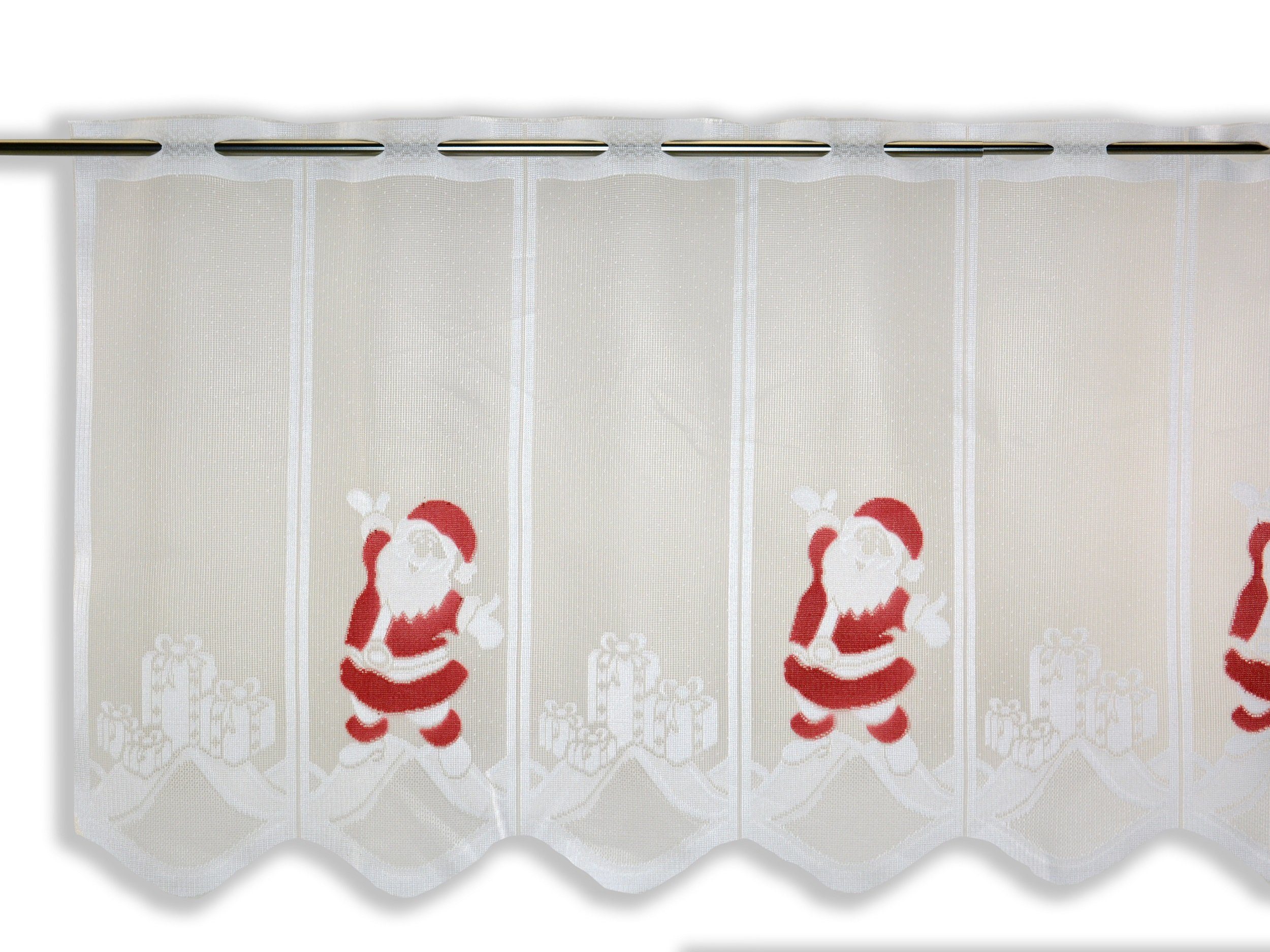 Scheibengardine Scheibengardine Weihnachtsmann 50x140cm, Clever-Kauf-24, transparent, Stangendurchzug Geschenk, Store Bistrogardine, St), HxB (1 Scheibengardine