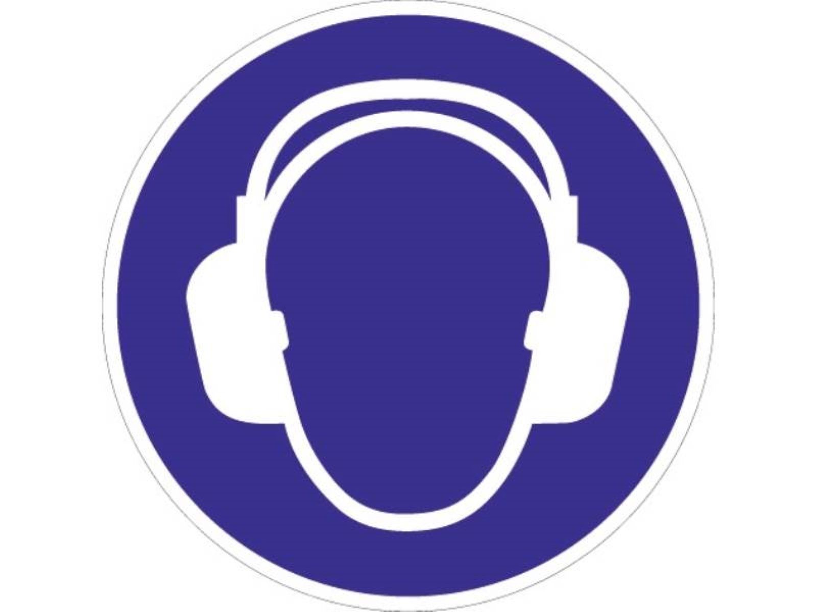 PROMAT Kapselgehörschutz Folie Gehörschutz benutzen D.200mm blau/weiß ASR A1.3 DIN EN ISO 701