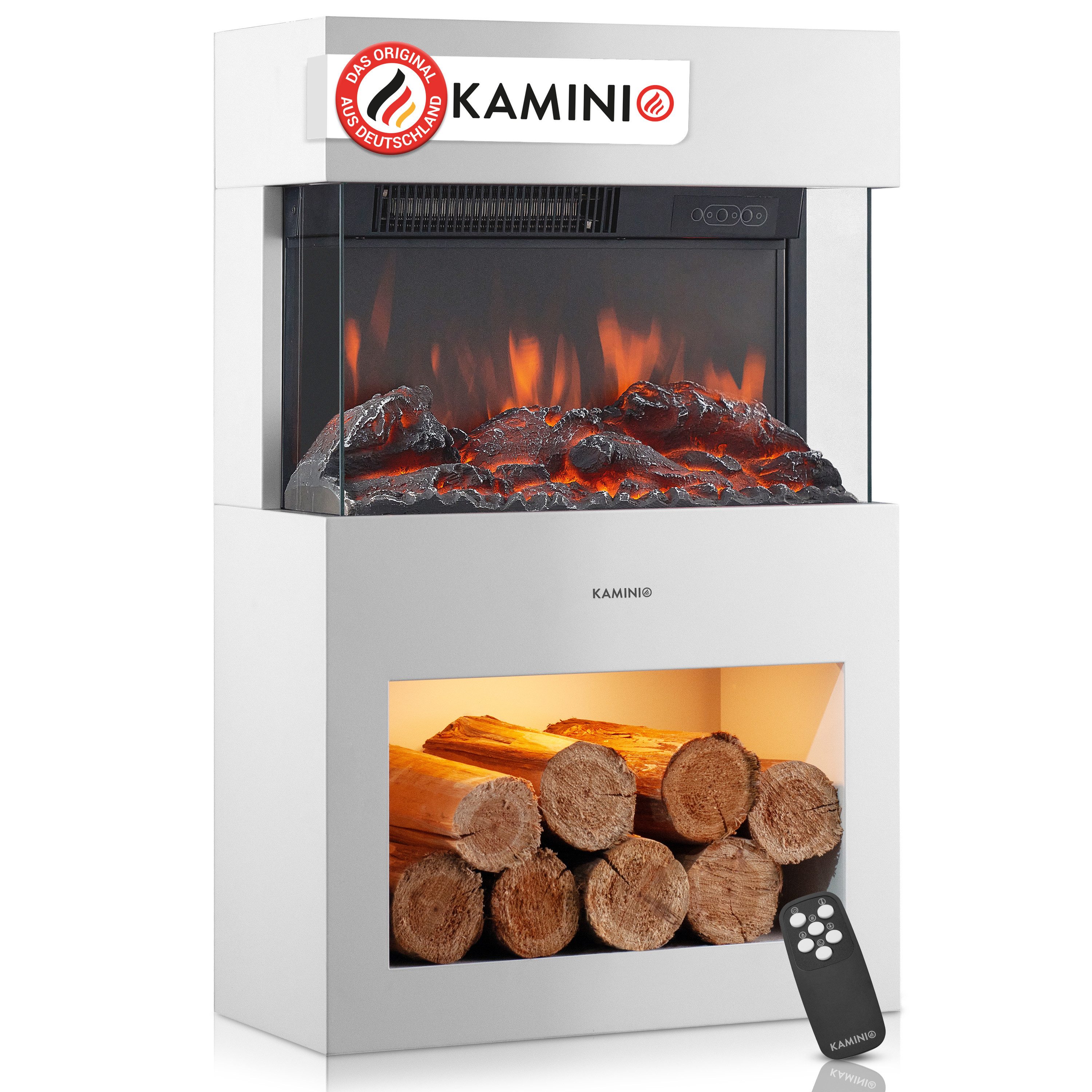 KAMINIO Elektrokamin HENRI, Elektrischer Kamin mit 3D-Flammeneffekt, Heizung 1800W