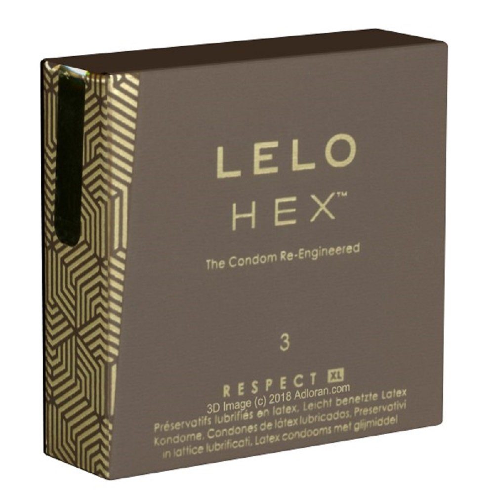 Lelo XXL-Kondome Lelo HEX Respect XL Packung mit, 3 St., weite Kondome mit revolutionärer Sechseckstruktur