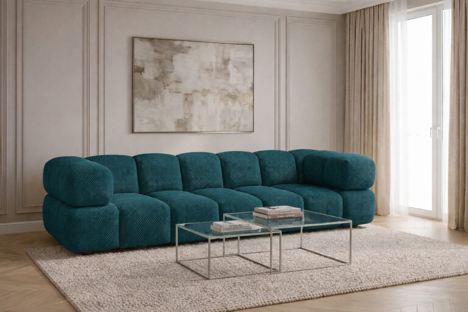 Kaiser Möbel Sofa 4-Sitzer für Wohnzimmer, Stoff Sonic 3D, AVERRO, Bubble-Design,Designer Sofa,Premiumstoff Sonic 3D