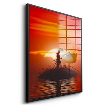 DOTCOMCANVAS® Acrylglasbild After The Last Breath - Acrylglas, Acrylglasbild Sonnenuntergang orange AI KI generiert Wandbild