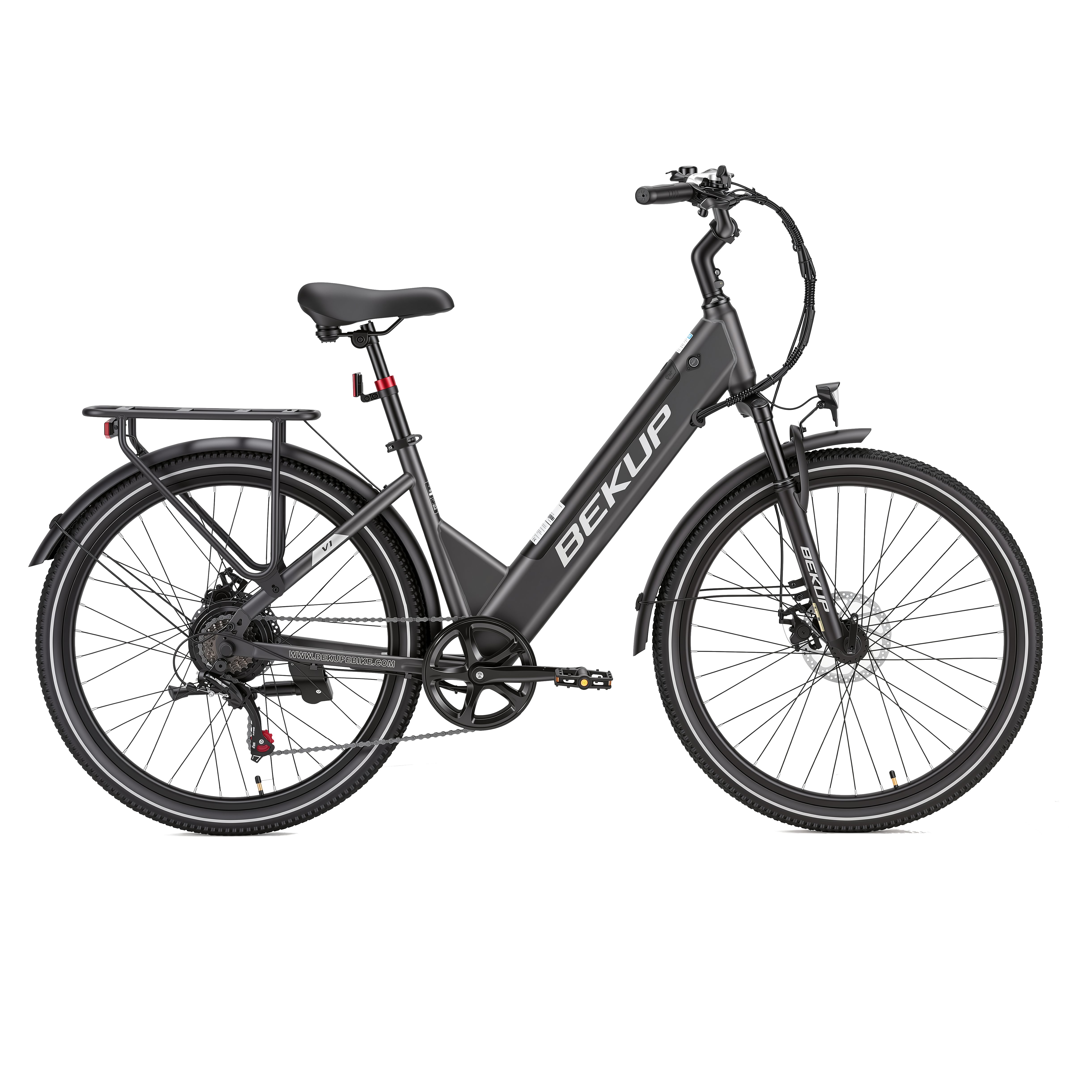 TTGO E-Bike Cityrad V1 26 Zoll Fatbike mit 840-Wh-Akku, Shimano 7-Gang und 80 Nm, 7 Gang Shimano Shimano Tourney TZ Schaltwerk, Kettenschaltung, Heckmotor, 522 Wh, (Komplettset, E-Bike inklusive Akku und Ladegerät), Für Pendelwege und Touren mit Hydraulikbremsen und breiten Reifen