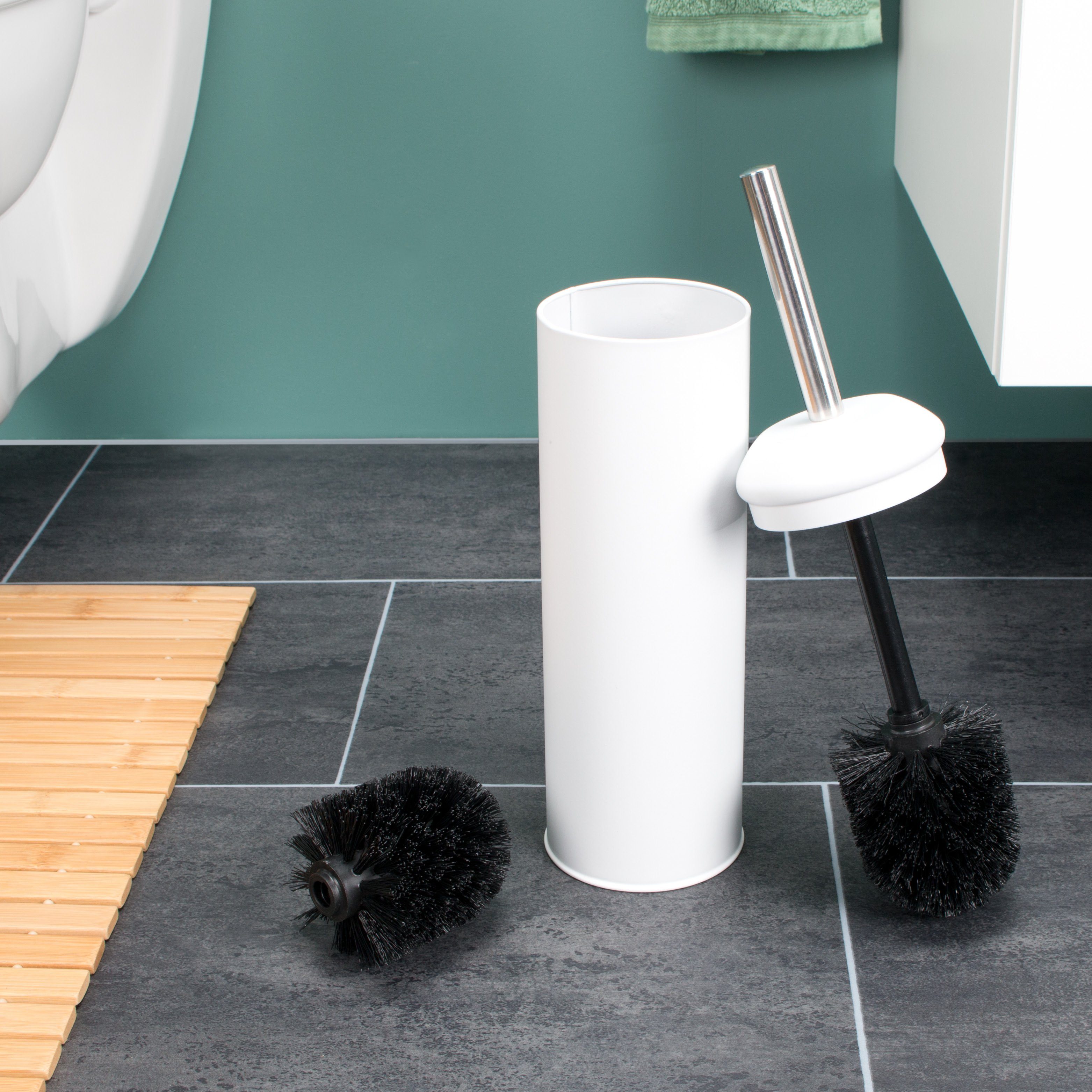 weiß, Bürste RIALTO, Standbürste Metall WC-Reinigungsbürste Badserie bremermann WC RIALTO Edelstahl (kein Set)