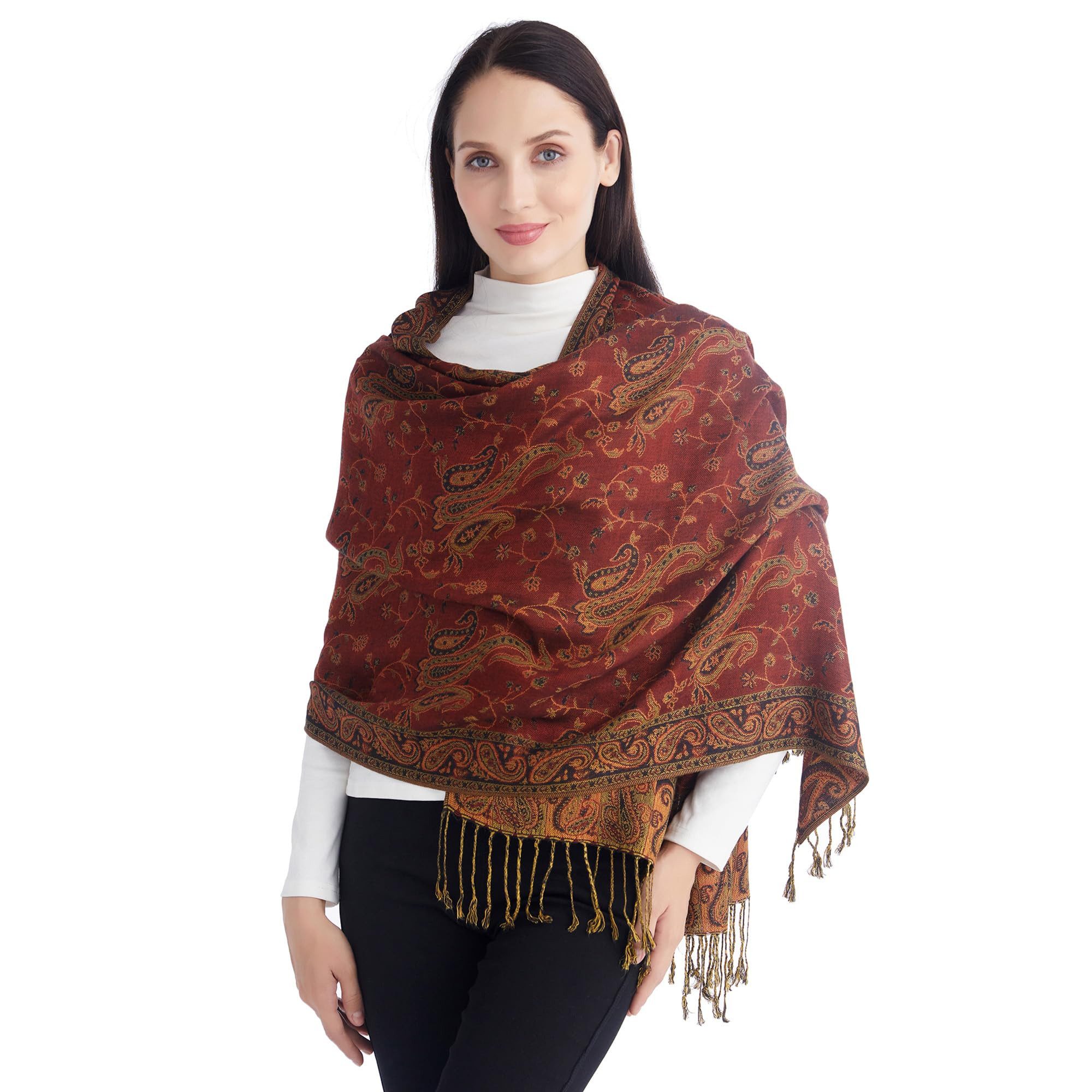 nsihing Modeschal Pashmina Schal Damen, Elegant Weich Schultertuch Schal für Damen, Leicht Frauen Halstuch Stola mit Paisleymuster Tuch …