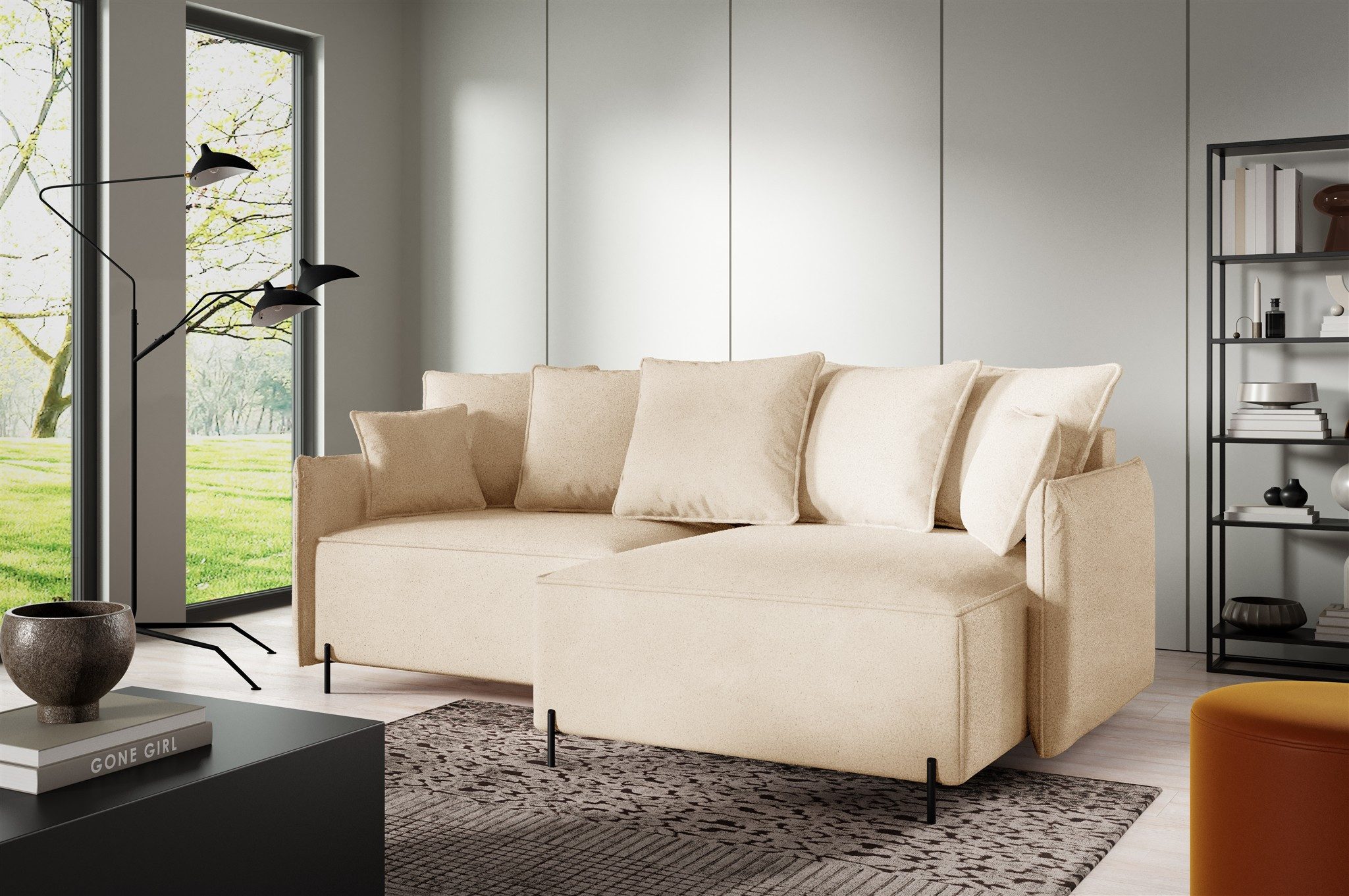 Fun Möbel Ecksofa Schlafsofa Sofa BETTO in Stoff Now or Never, Ottomane Links oder Rechts, Bettkasten, Rundumbezug