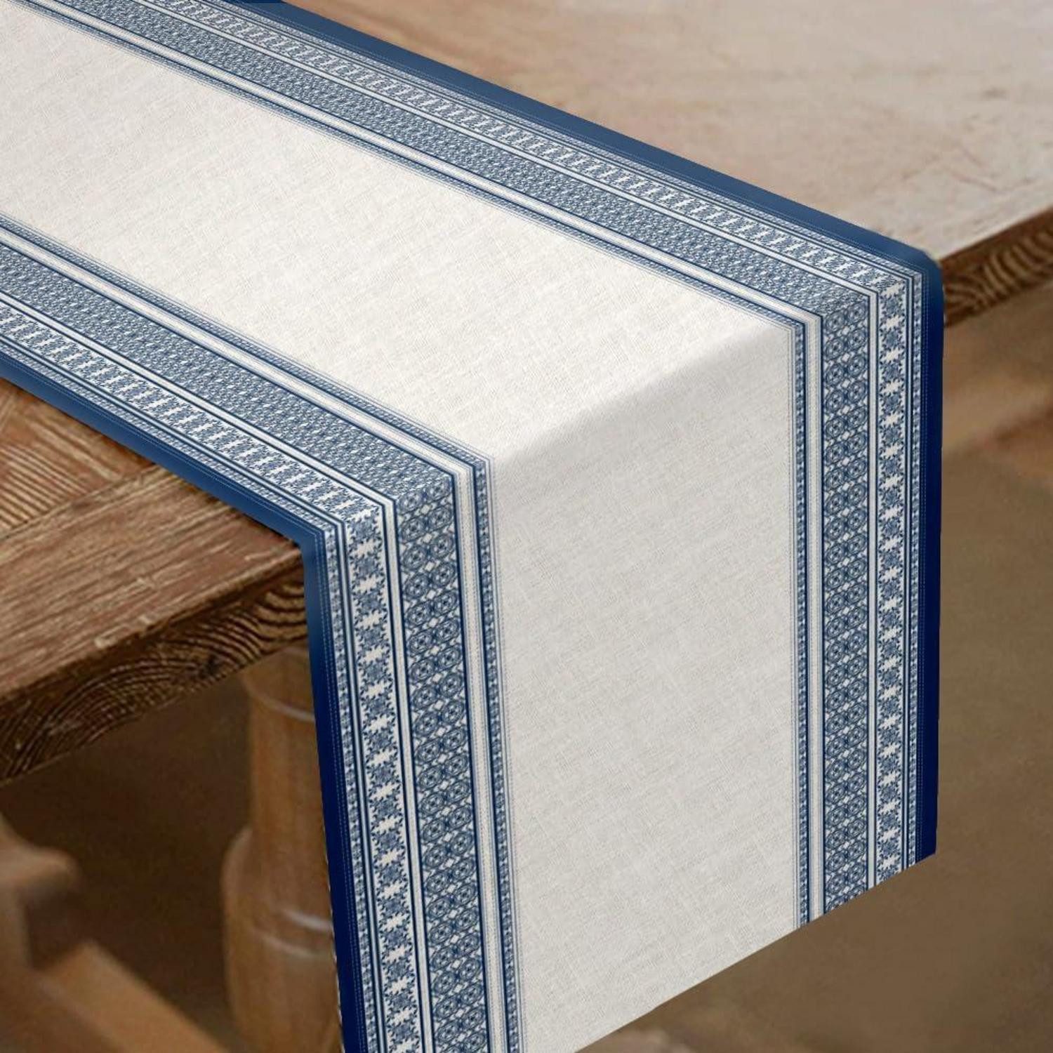 LuxusKollektion Tischläufer Tischläufer Vintage Blau 33x183cm (1-tlg)