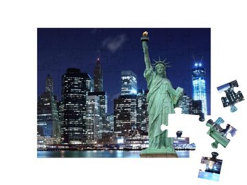 puzzleYOU Puzzle Manhattan mit Freiheitsstatue: New York, 48 Puzzleteile, puzzleYOU-Kollektionen Amerika, Amerikanische Städte