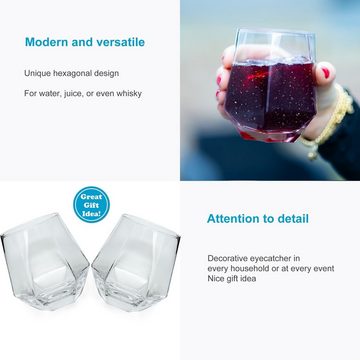 Intirilife Gläser-Set, Glas, Trinkglas Set Wasserglas Saftglas Becher Kristallglas 240ml Hexagon