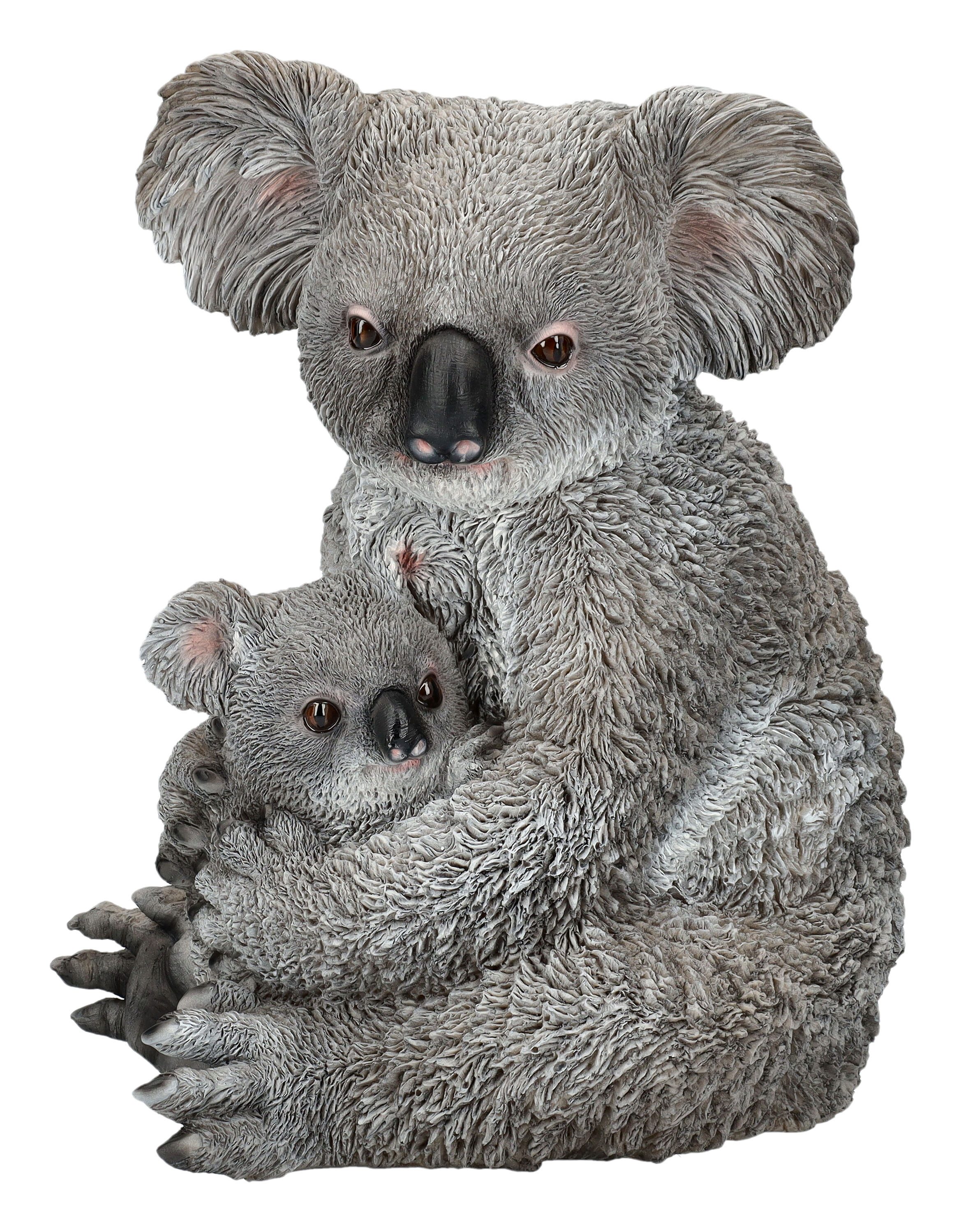 Figuren Shop GmbH Gartenfigur Gartenfigur - Koala Mama mit Baby - HotAnt Tierfigur Garten Dekofigur