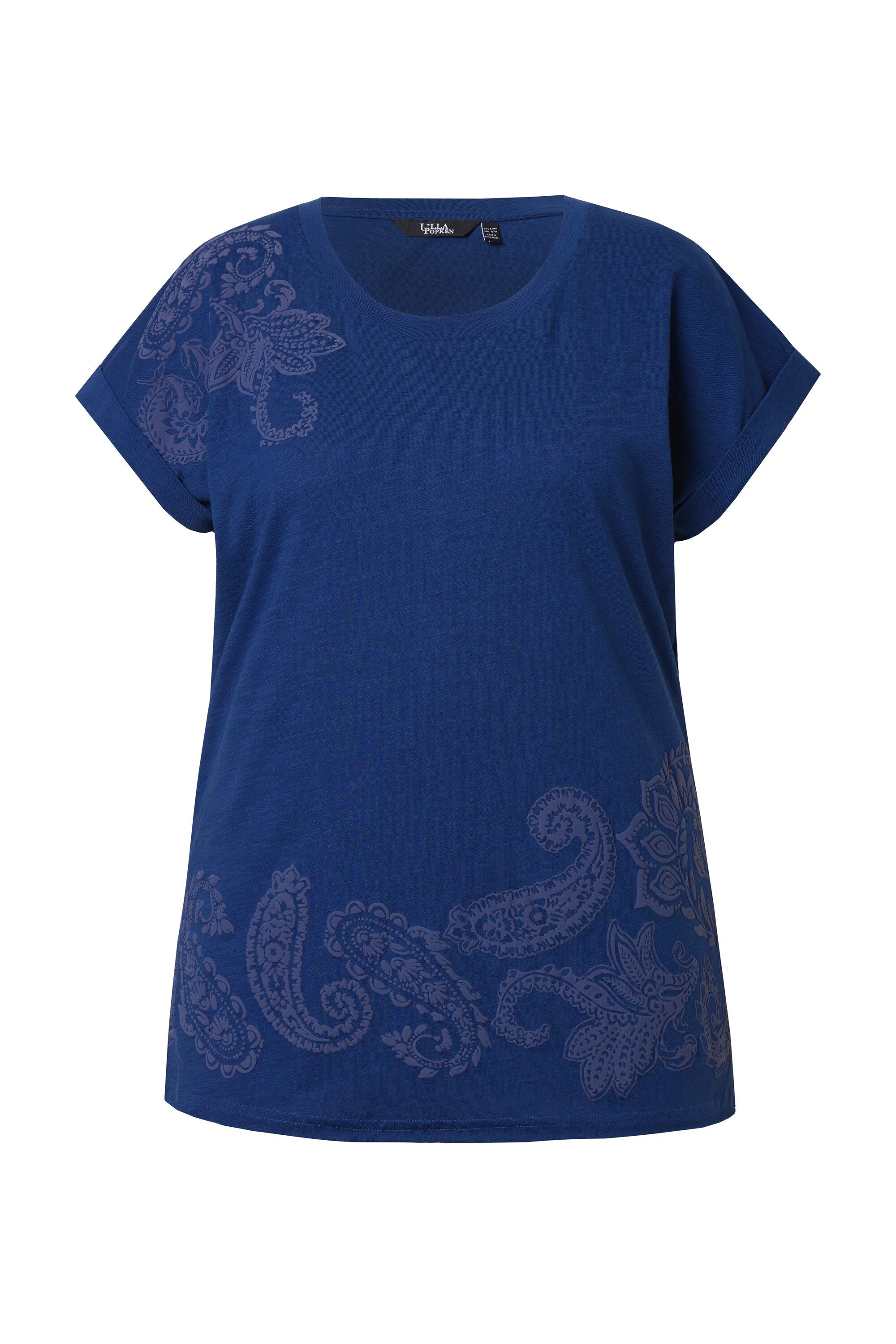 Ulla Popken T-Shirt T-Shirt 3D-Druck Oversized Rundhals Halbarm günstig online kaufen