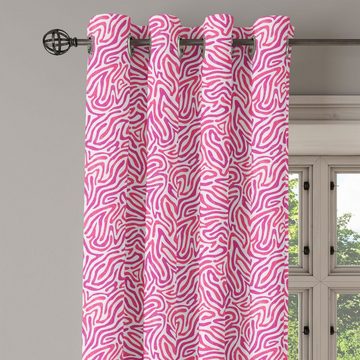 Gardine Dekorative 2-Panel-Fenstervorhänge für Schlafzimmer Wohnzimmer, Abakuhaus, rosa Zebra Kurvige Linien Funky