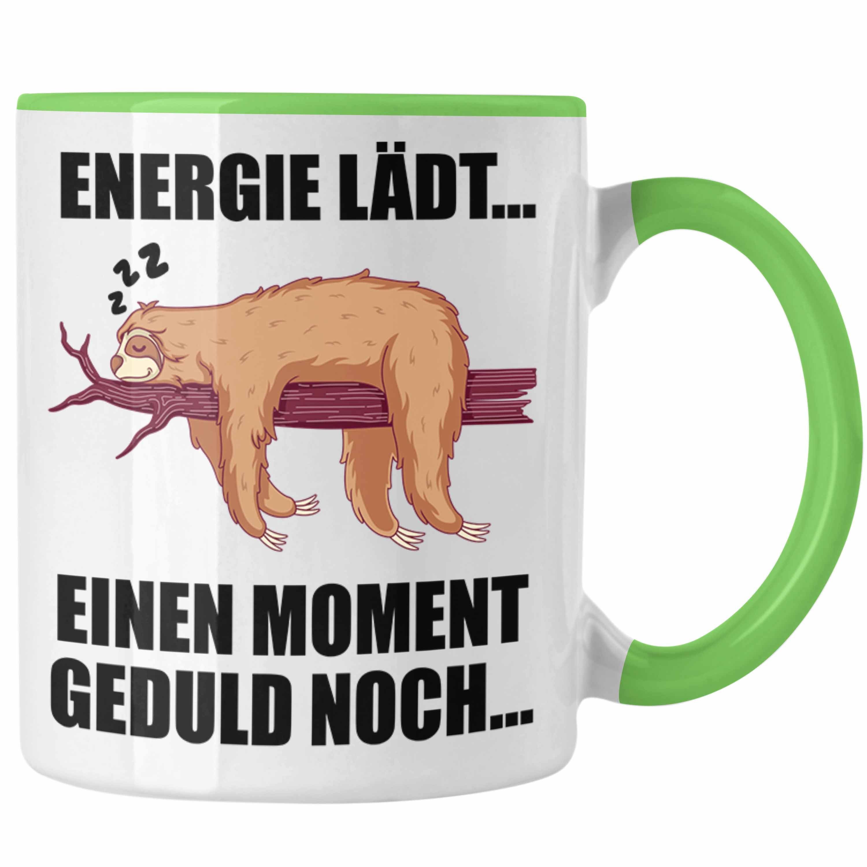 Trendation Tasse Trendation - Faultier Tasse mit Spruch Geschenk Arbeitskollege Kollege Kaffeetasse Frauen Männer Grün