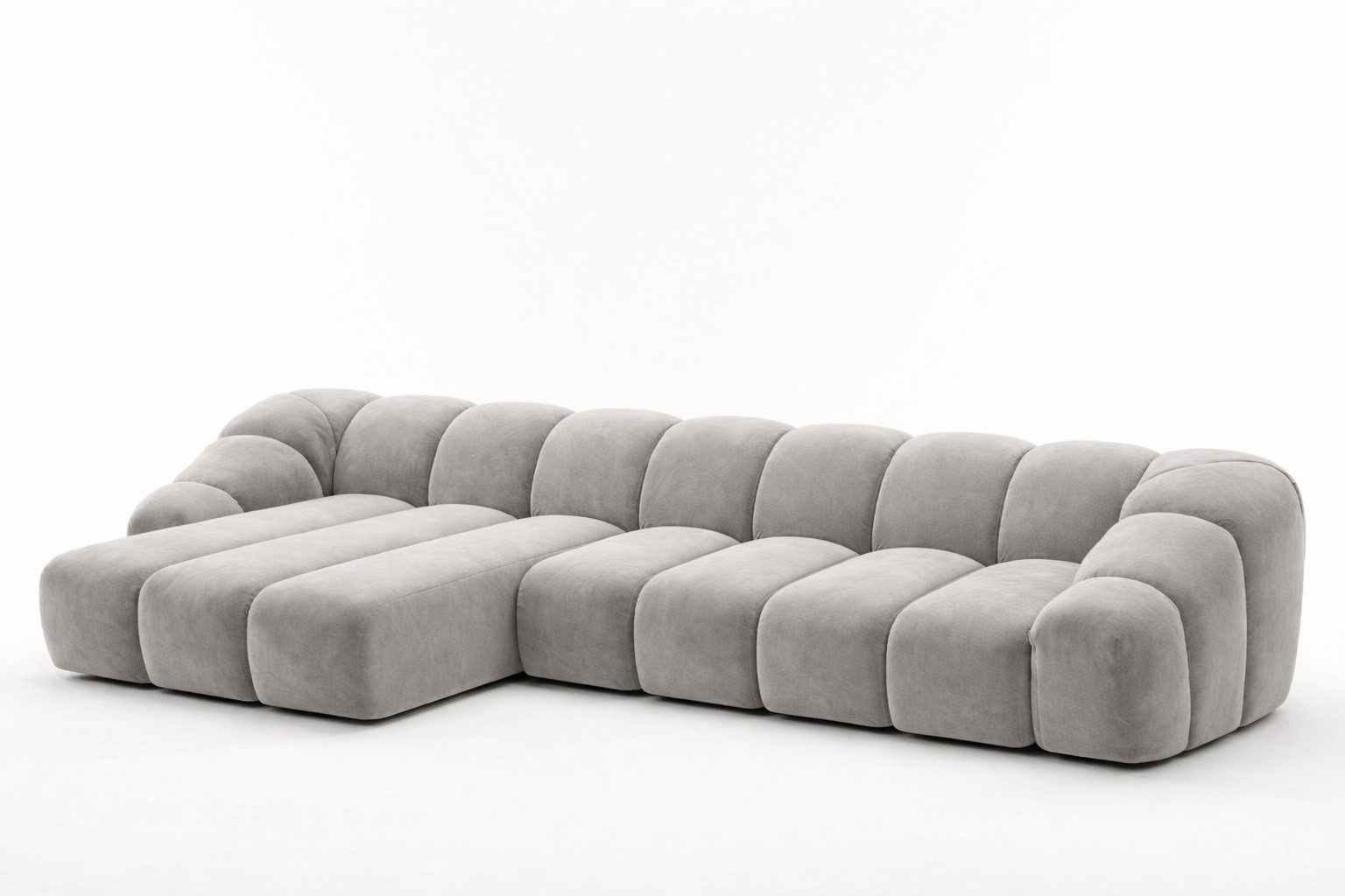 Kaiser Möbel Ecksofa L XL modular für Wohnzimmer, Samtstoff Bluvel, CROISSANT, Ecksofa, L-Form XL,modulares System,hoher Sitzkomfort
