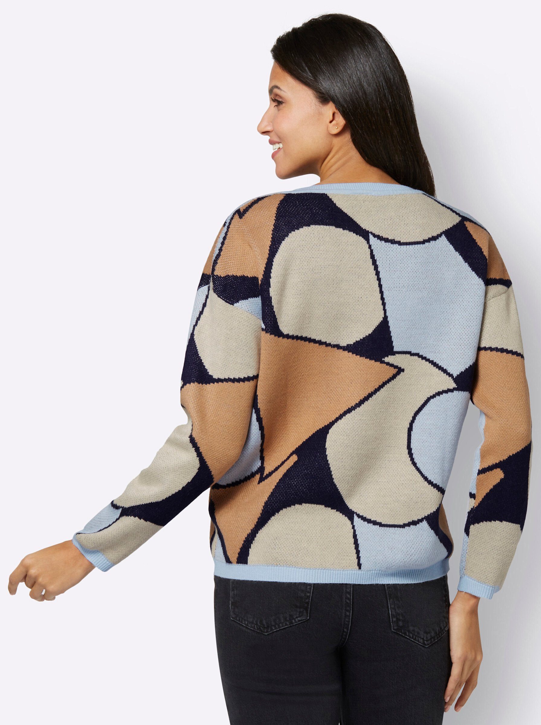 Sieh an! Strickpullover Jacquard-Pullover Langarm Jacquard