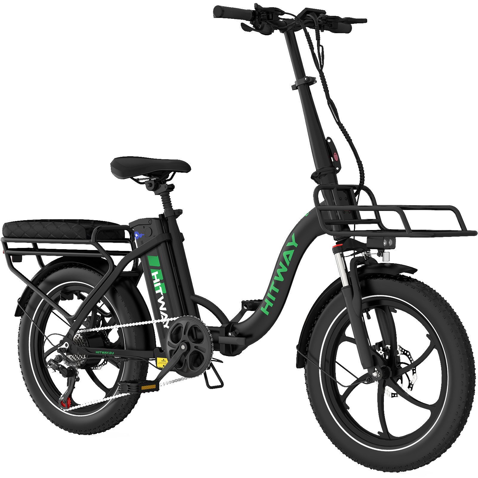 HITWAY E-Bike Faltrad 20*3,0 zoll Elektrofahrrad Pedelec mit 36V15,6Ah Akku, 7 Gang shimano shimano Schaltwerk, Kettenschaltung, Heckmotor, 561,6 Wh, Klappfahrrad E Mountainbike für Damen u. Herren
