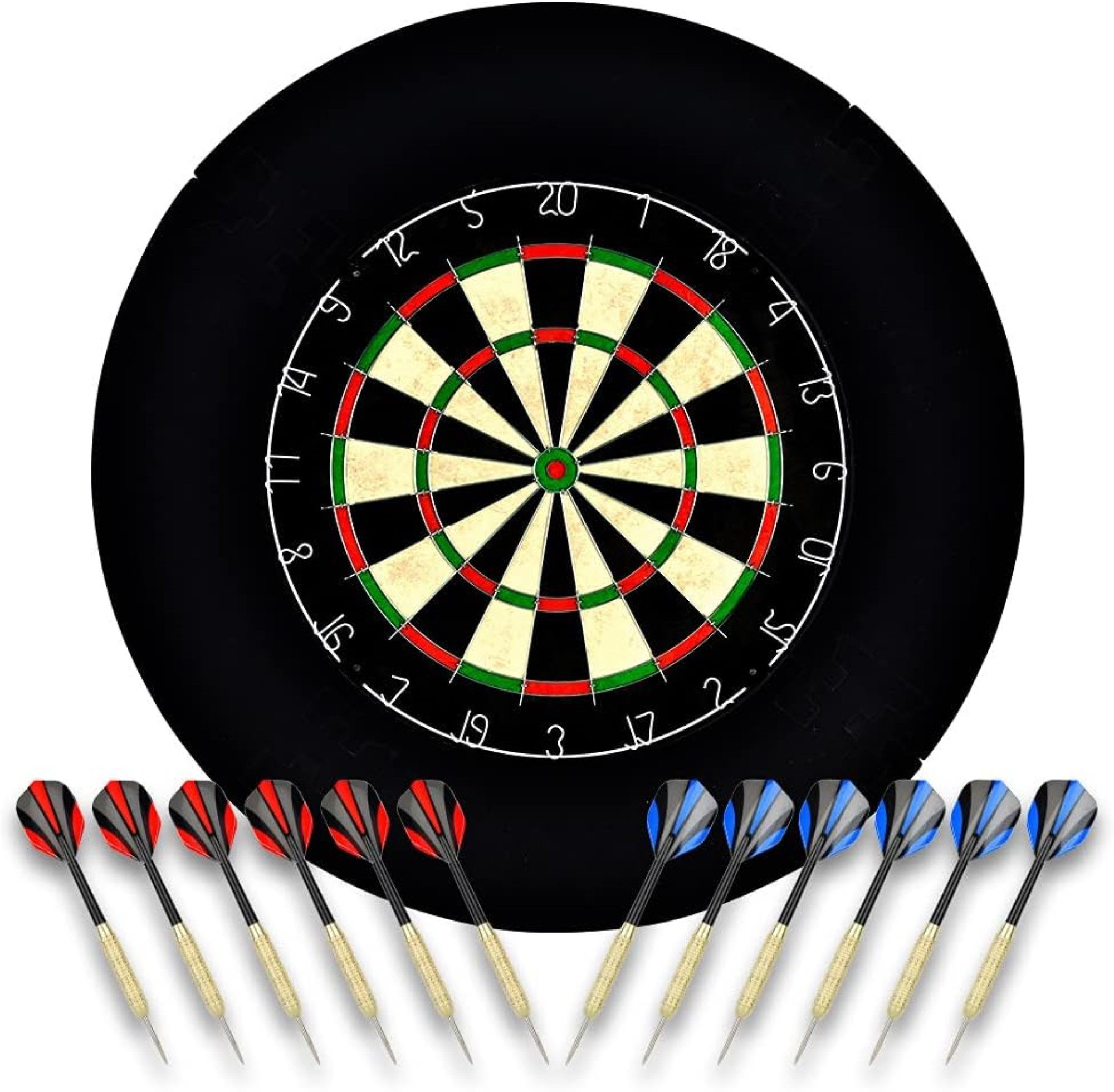 Dartscheibe Sisal/Borsten-Dartscheibe mit Stapelfreiem Bullseye, 18 g Stahlspitzen