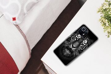 MuchoWow Handyhülle Tiger - Tiere - Schwarz - Weiß - Porträt - Wild, Phone Case, Handyhülle Xiaomi Mi 11, Silikon, Schutzhülle