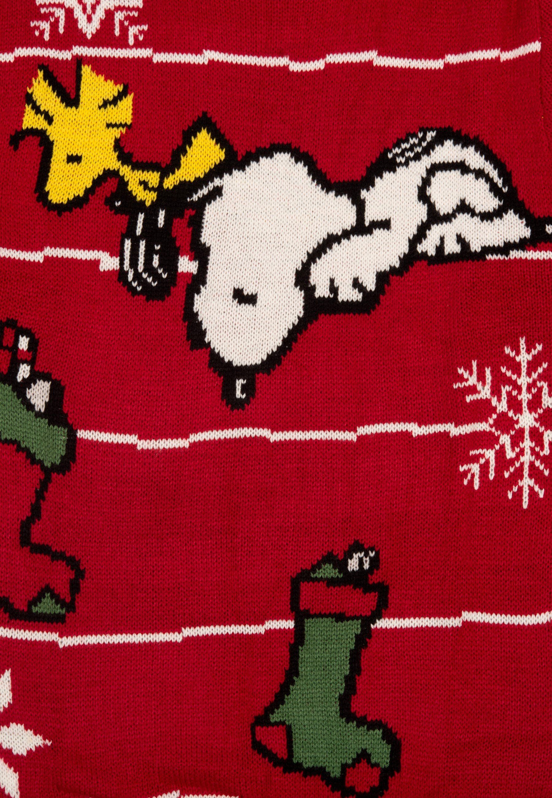 United Labels® Weihnachtspullover Peanuts Snoopy, Woodstock und Socken - Ugly Sweater Winterpulli