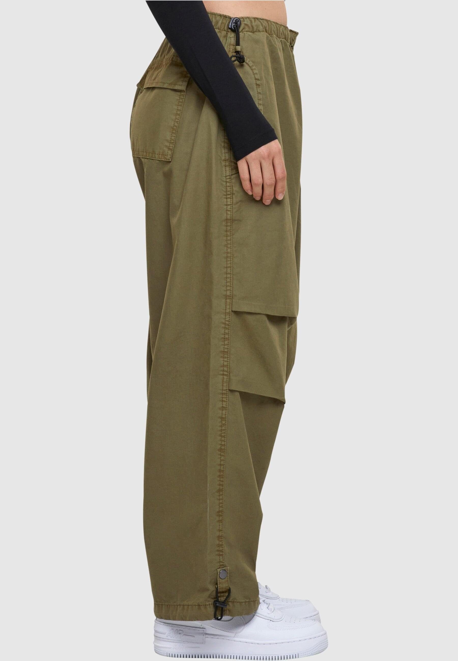 URBAN CLASSICS Jerseyhose Damen Pants (1-tlg) Parachute Cotton Ladies tiniolive