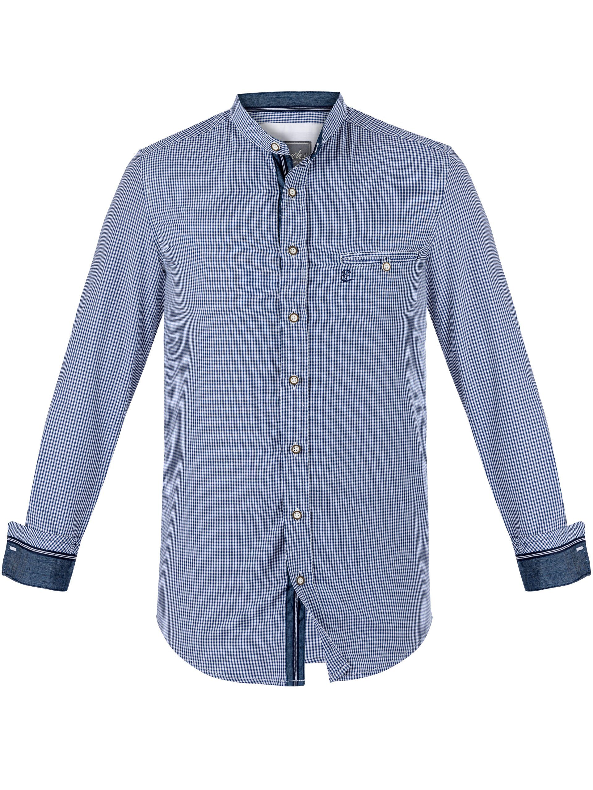 FUCHS Trachtenhemd Hemd Georg blau mit Stehkragen günstig online kaufen