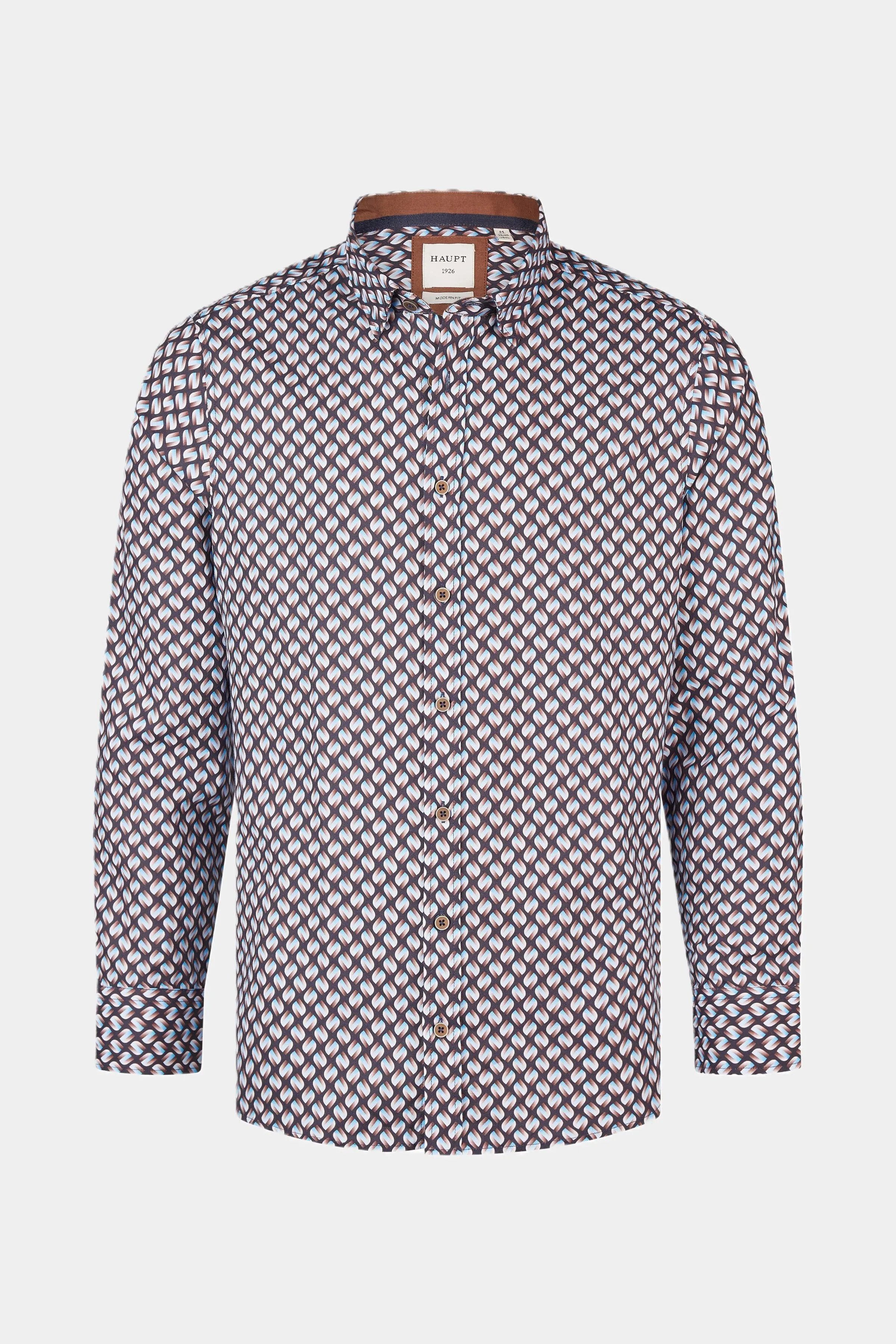 Haupt Langarmhemd Haupt Modern Fit Langarm Baumwoll-Herrenhemd im Allover-M günstig online kaufen