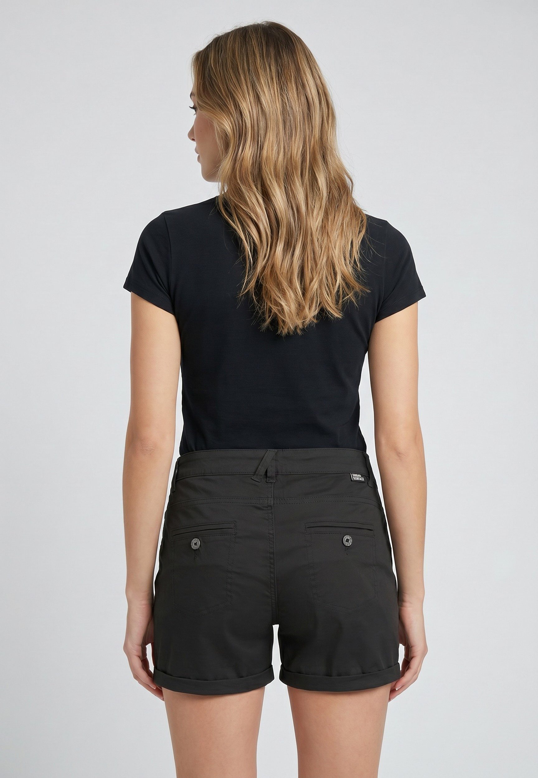 Urban Surface Chinoshorts Damen Stretch-Shorts Chino-Style Bundfalten, stretchy, Aufschlag am Bein