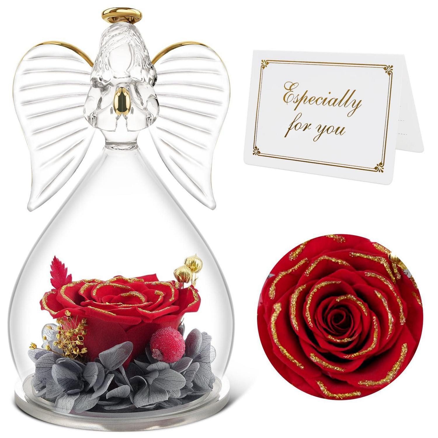 Kunstblume Ewige Rose Engel Geschenk, LuxusKollektion