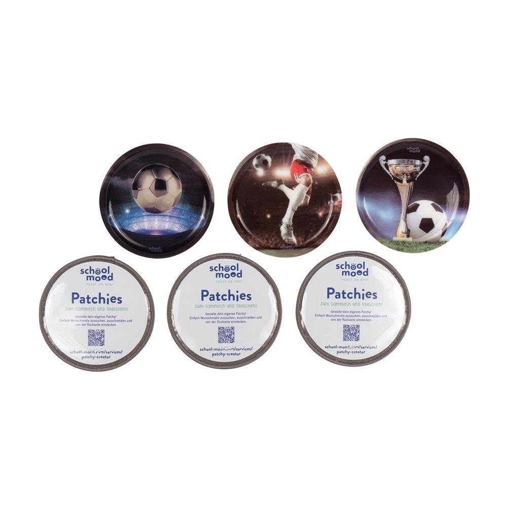 SCHOOL-MOOD® Patchies Fußball, (Set, 6-tlg), mit Klett, für Schulranzen, Zubehör