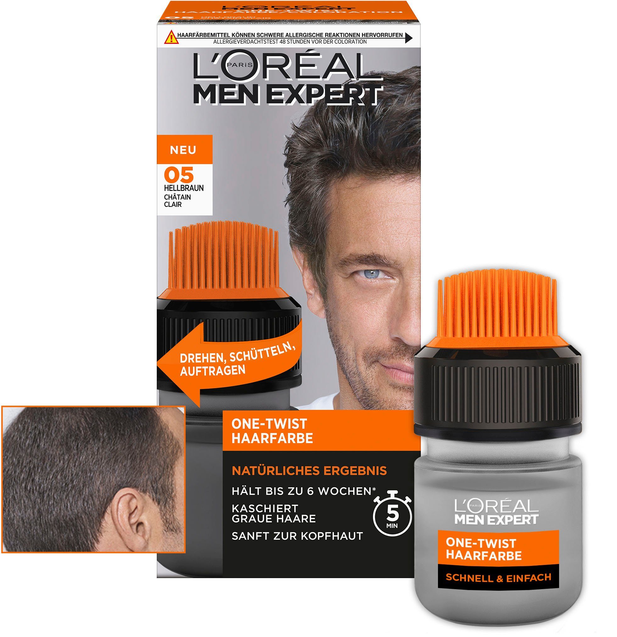 L'ORÉAL PARIS MEN EXPERT Haarfarbe 5 One-Twist Coloration Hellbraun