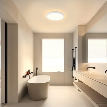 ZMH LED Deckenleuchte Küchenlampe für Bad Flur Balkon Schlafzimmer Whonzimmer, LED fest integriert, Warmweiß, ∅17cm, Weiß