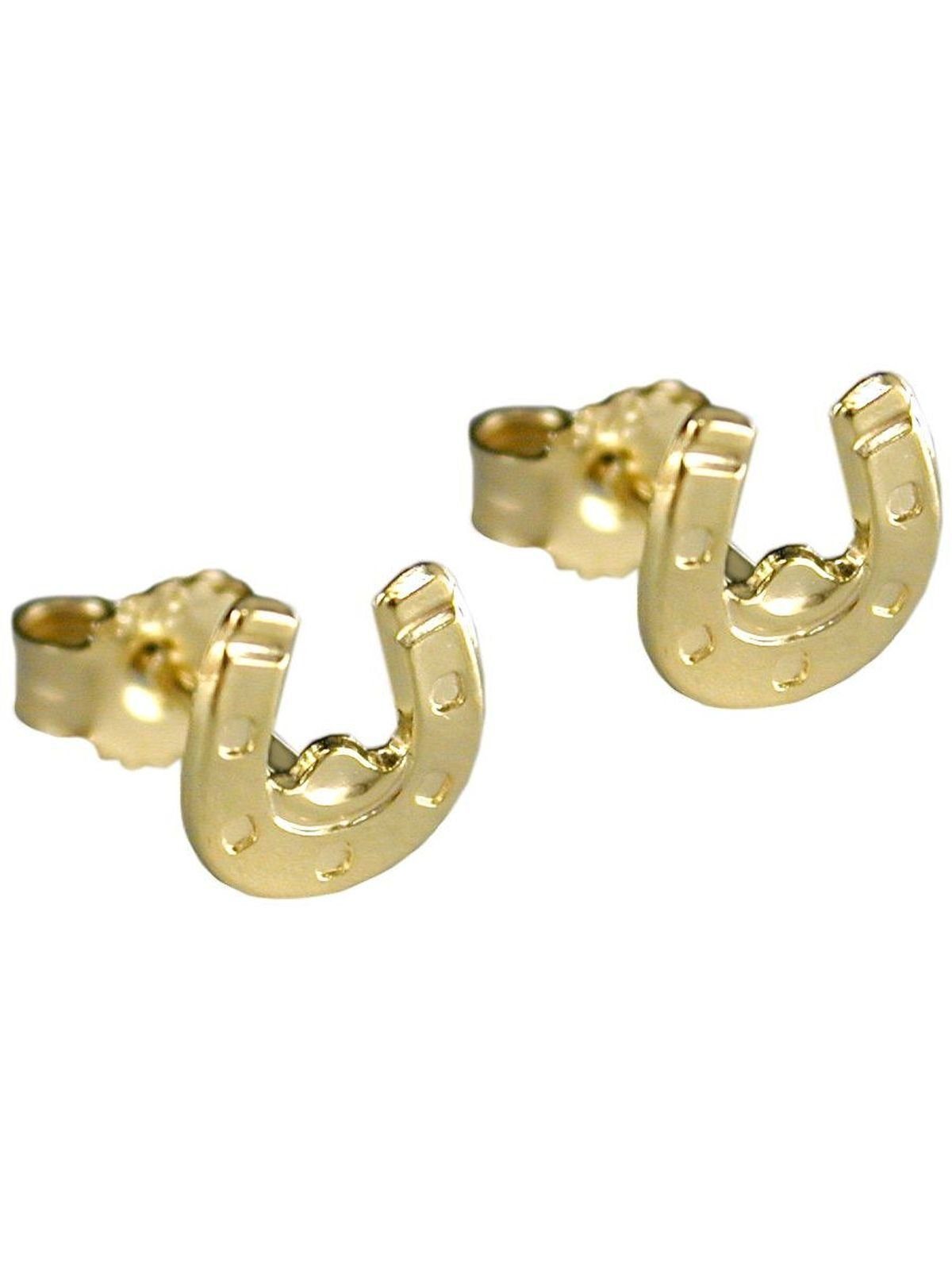 Hufeisen glänzend 6x6mm Paar Gallay Ohrstecker GOLD Ohrring (1-tlg) 9Kt
