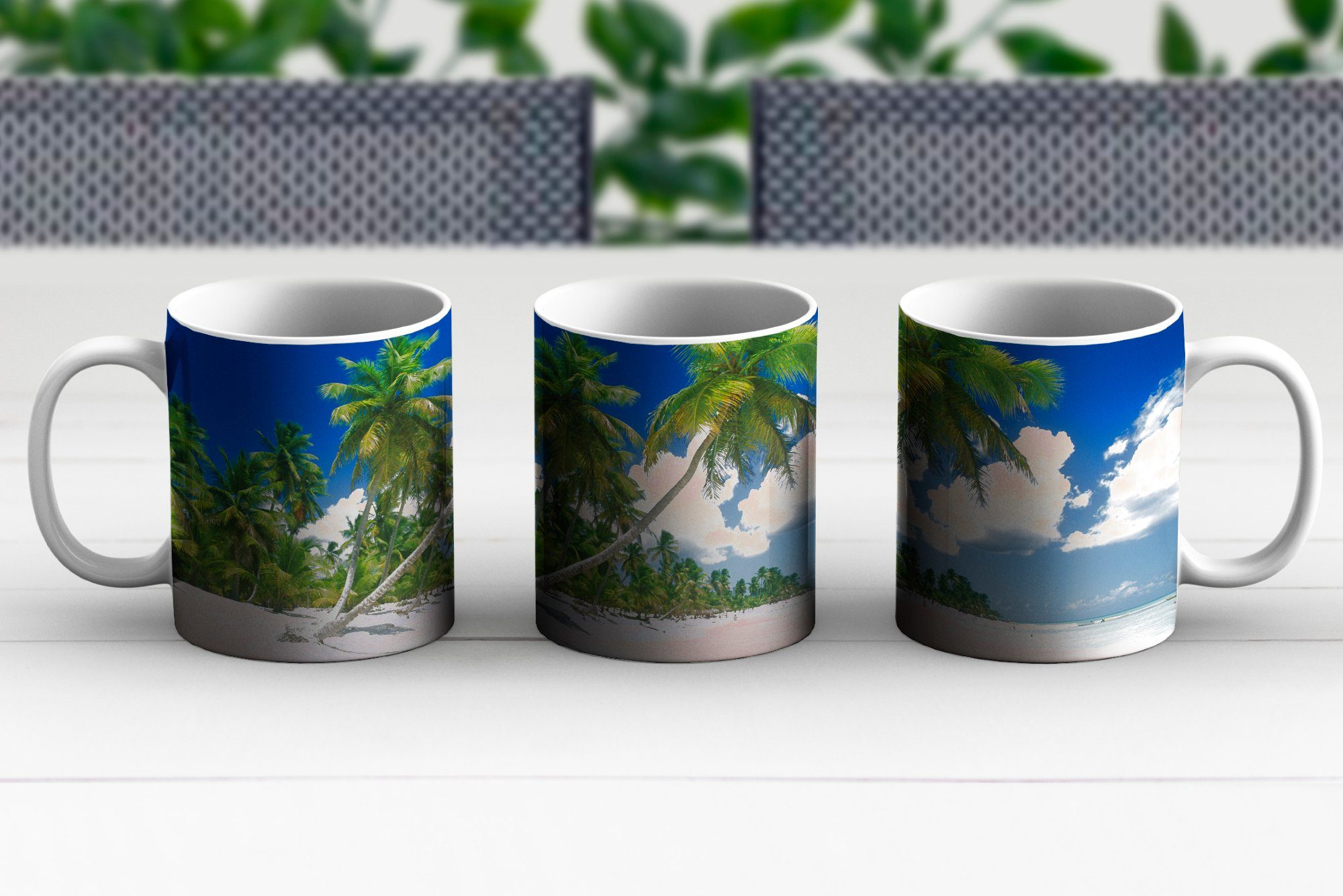 Teetasse, Keramik, - - Strand Tropisch, Geschenk Palme Becher, Tasse Teetasse, Kaffeetassen, MuchoWow