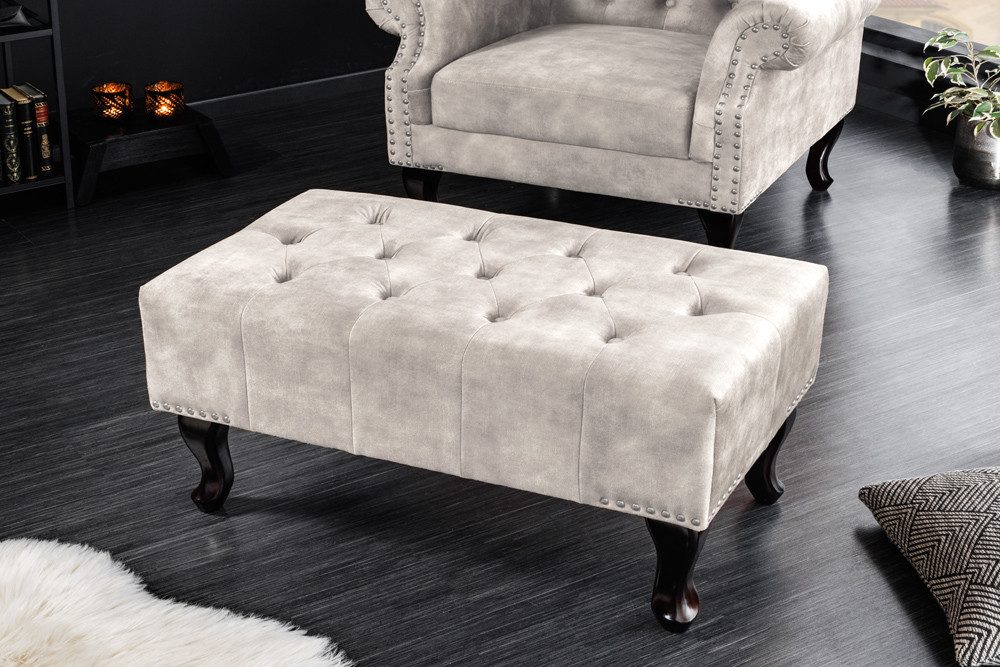riess-ambiente Fußhocker CHESTERFIELD 80cm champagner beige günstig online kaufen