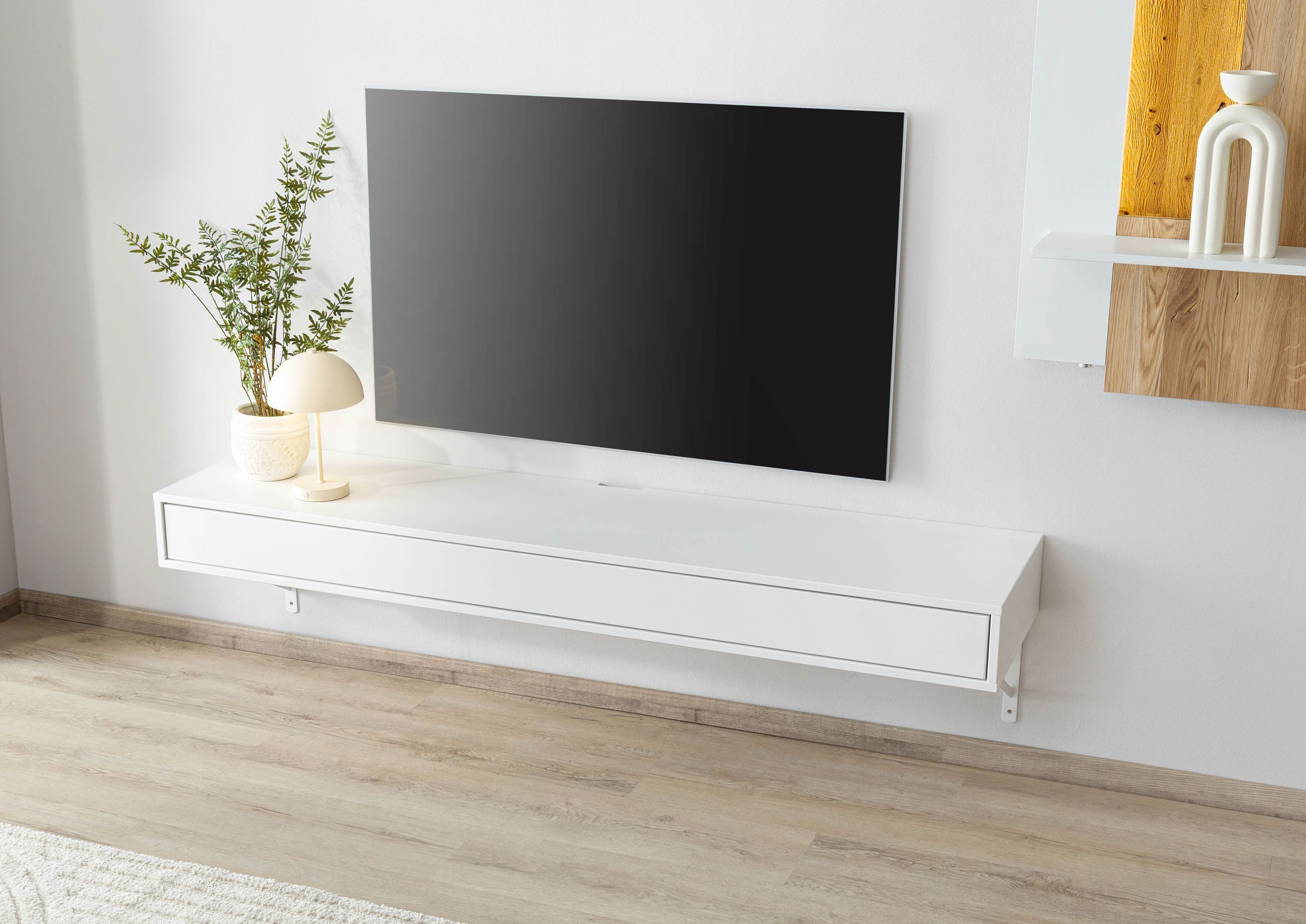 Massivmoebel24 Lowboard (Buche 180x43x17 weiß lackiert günstig online kaufen