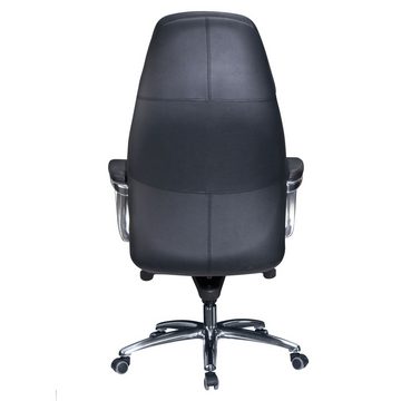 Amstyle Schreibtischstuhl SPM1.435 (Echtleder Schwarz, Chefsessel bis 120 kg), Bürostuhl höhenverstellbar, Drehstuhl Wippfunktion