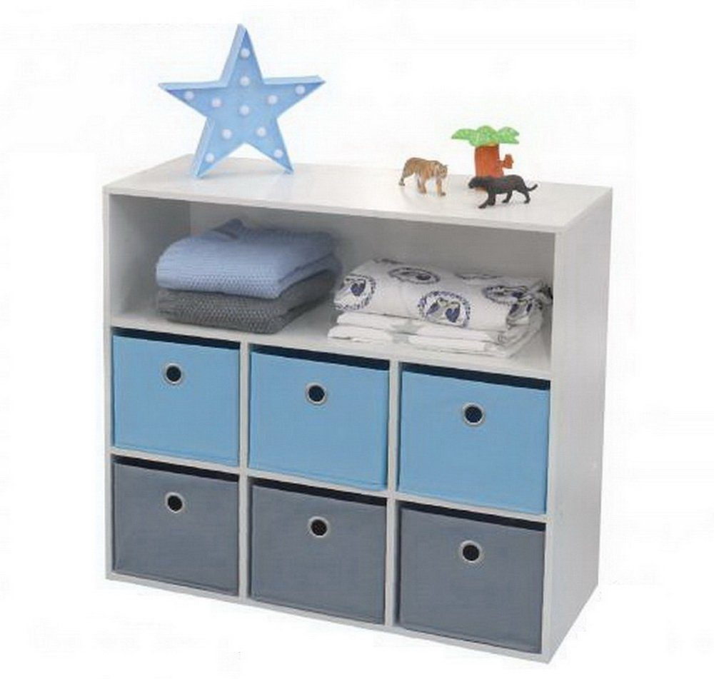 Judy Wild Schubkastenkommode Kinder-Kommode Kinder-Regal Holzregal, Kinderregal mit farbigen Boxen Schublanden