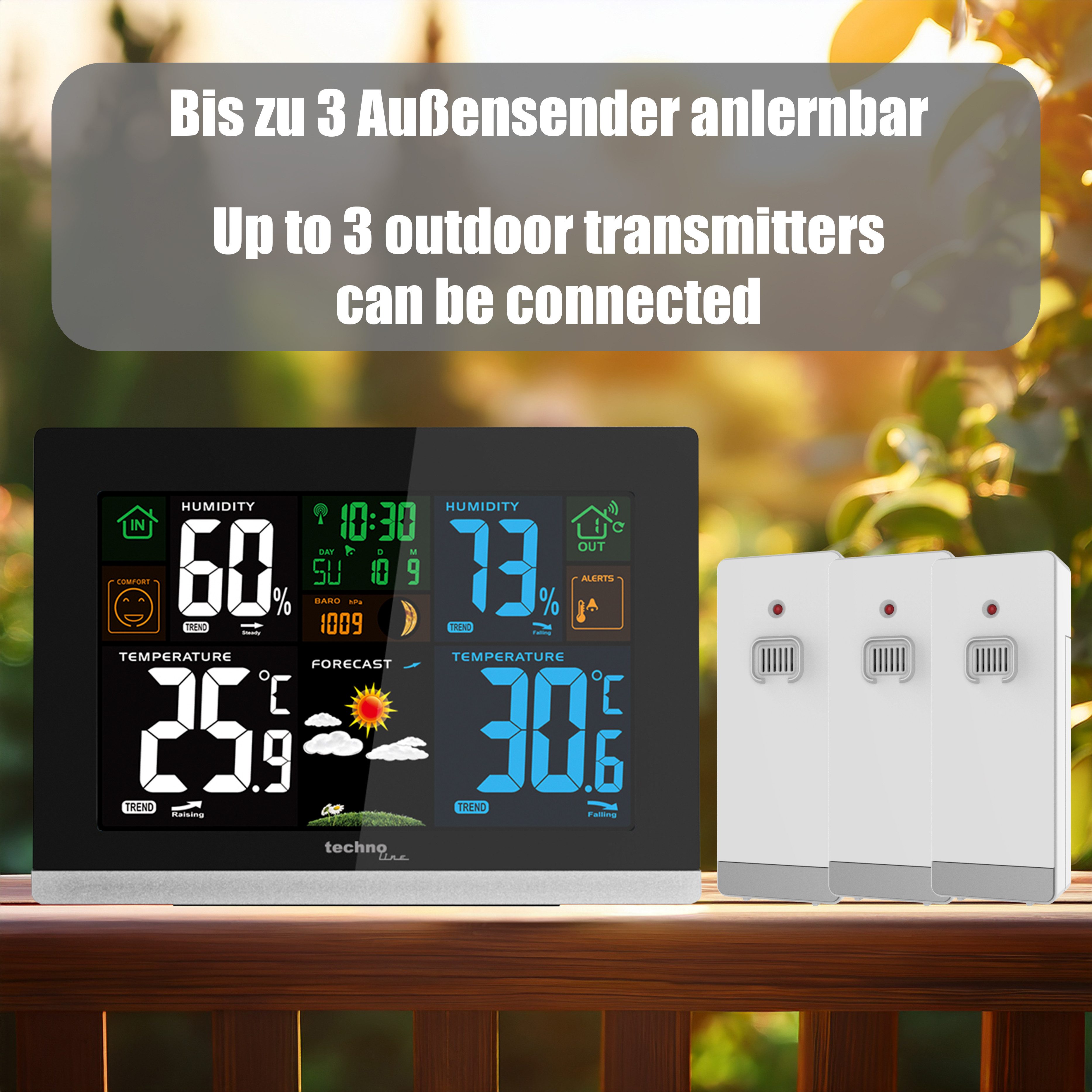 technoline WS 6462 Wetterstation (inklusive Außensender, farbige Wettervorhersage mit Außentemperatur- und Frostalarm)