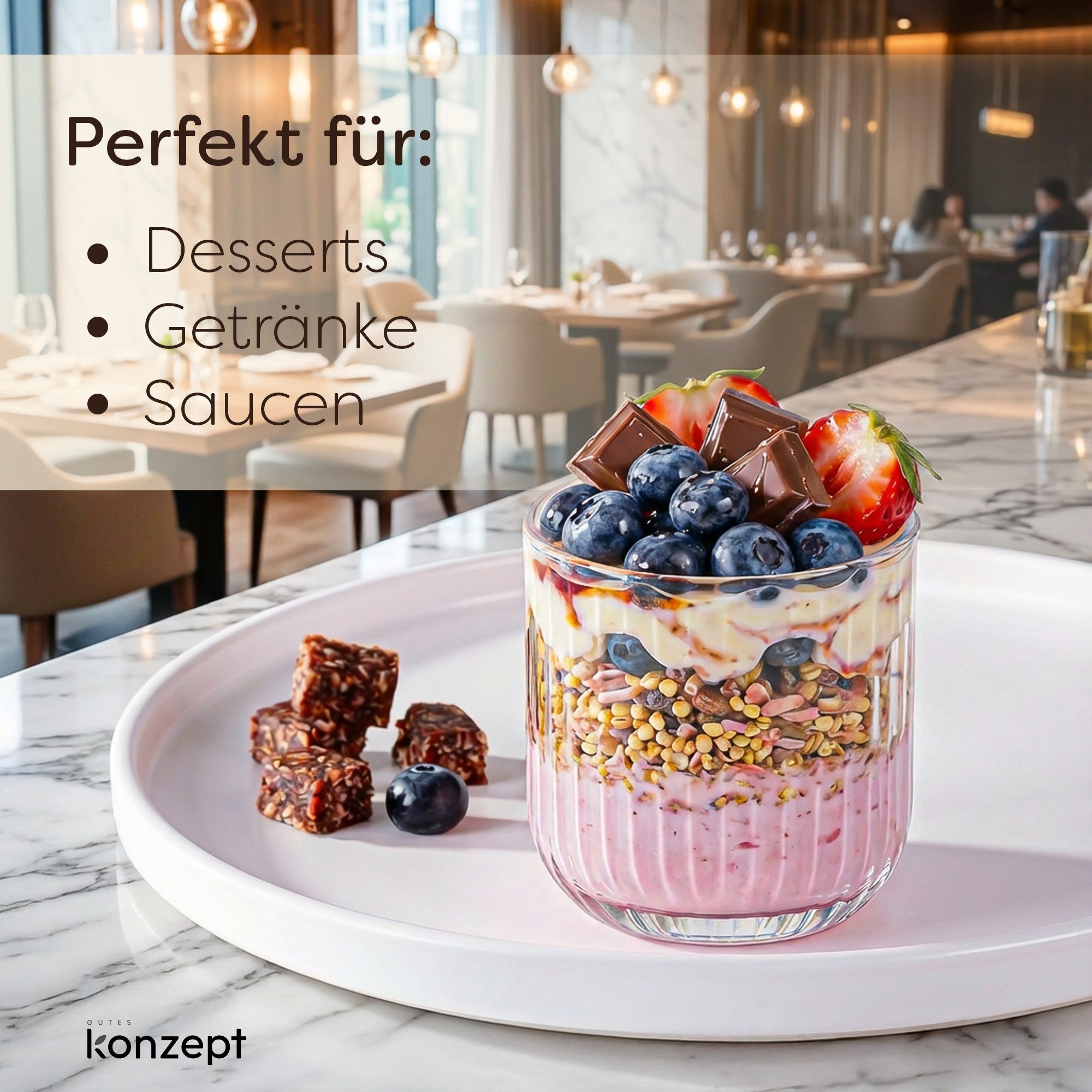 KONZEPT Dessertschale Set 300 ml aus geripptem Glas – elegant, liegen perfekt in der Hand, (6-tlg), perfekt für Tiramisu, Panna Cotta, Joghurt-Müsli und Schichtdesserts