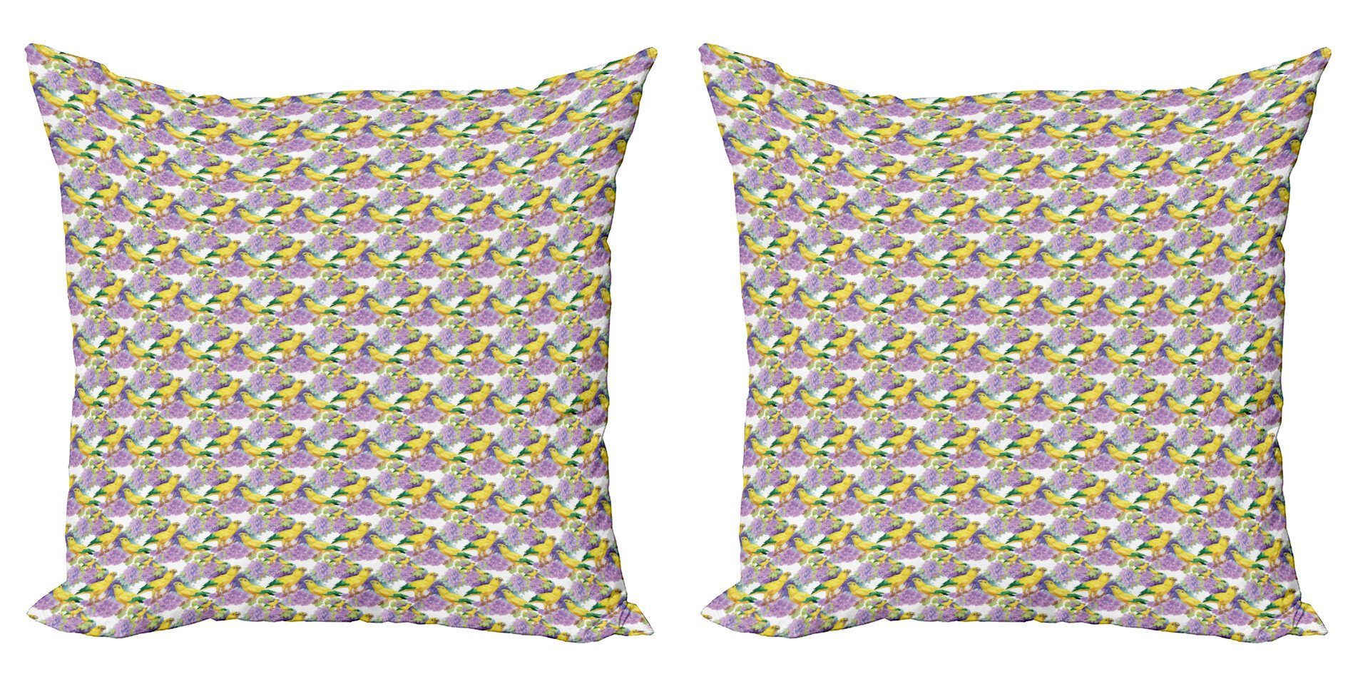 Kissenbezüge Modern Accent Doppelseitiger Digitaldruck, Abakuhaus (2 Stück), Blumen Tropical Yellow Parrot Vögel