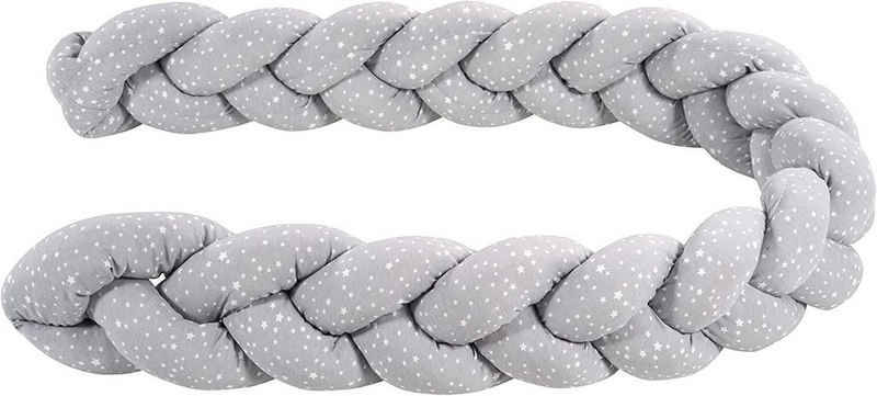 Alvi® Защита в краваткуschlange Sternenhimmel, Bettschlange Knotenkissen 170 cm Bettrolle Bettumrandung aus Baumwolle