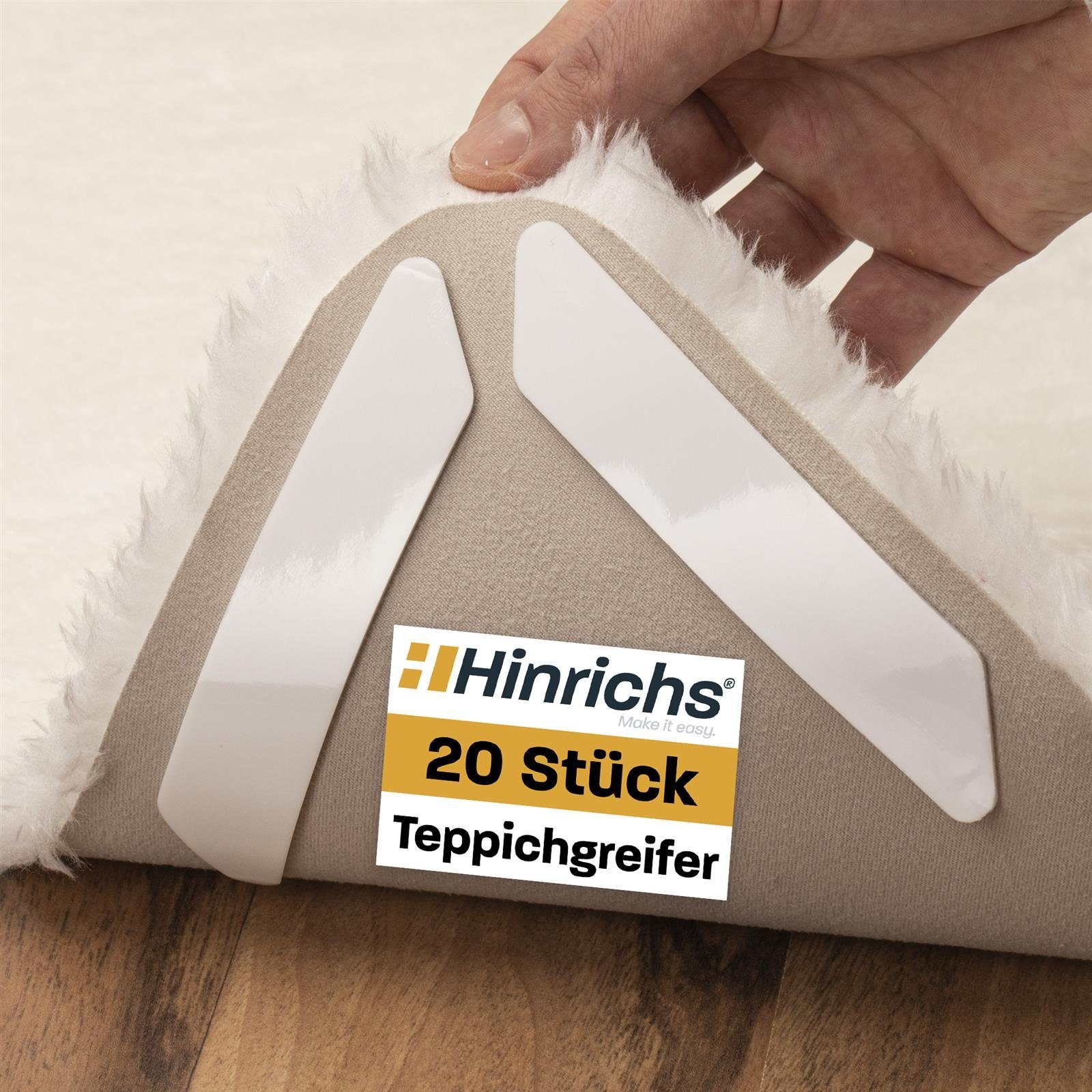Hinrichs Antirutsch Teppichunterlage 20x Teppich Antirutschunterlage, für Parkett, Laminat, Fliesen, PVC, Kork und Vinyl geeignet