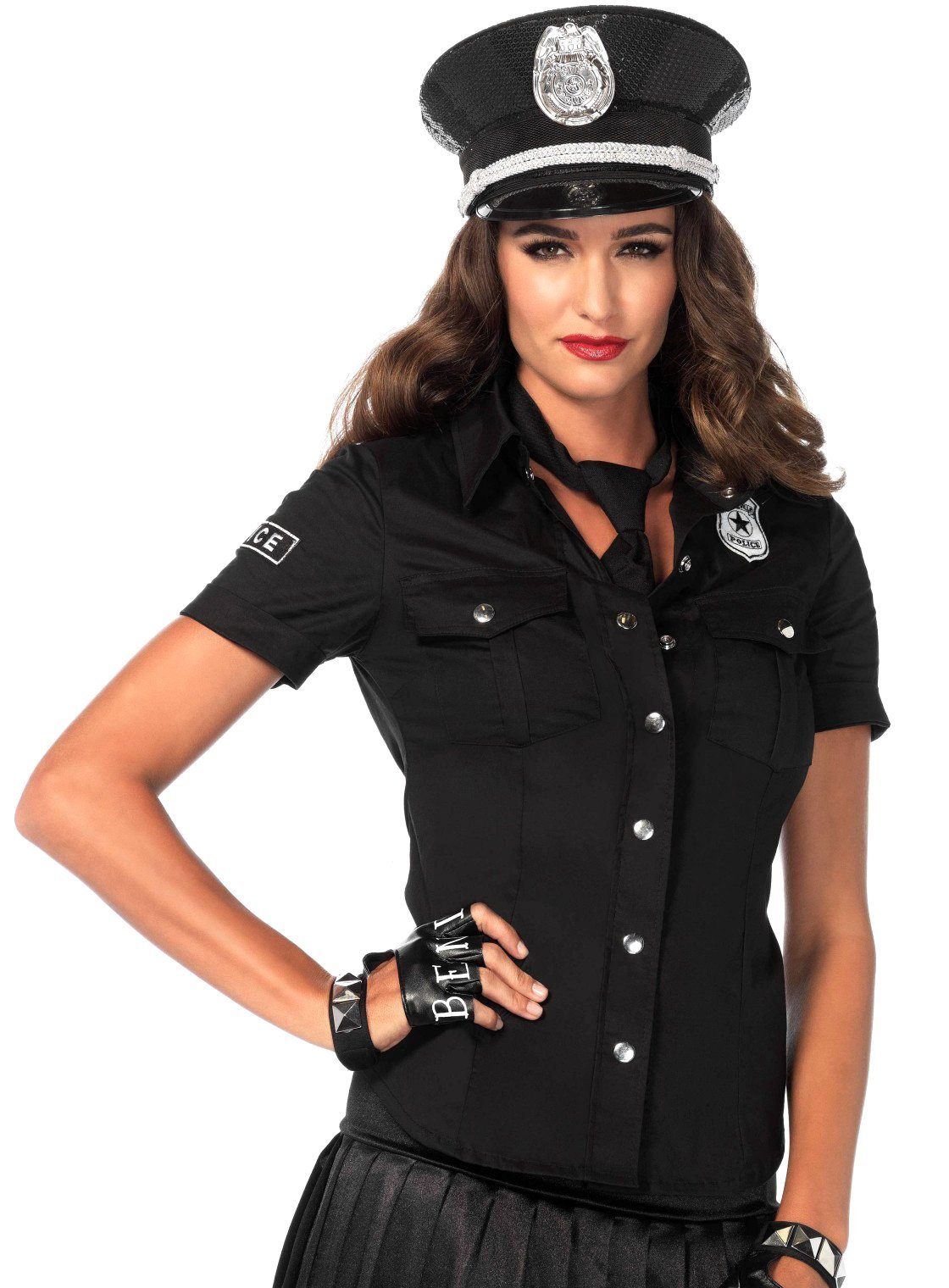 Leg Avenue Polizei-Kostüm Polizei Hemd Dame, Körperbetonendes Stretchhemd i günstig online kaufen